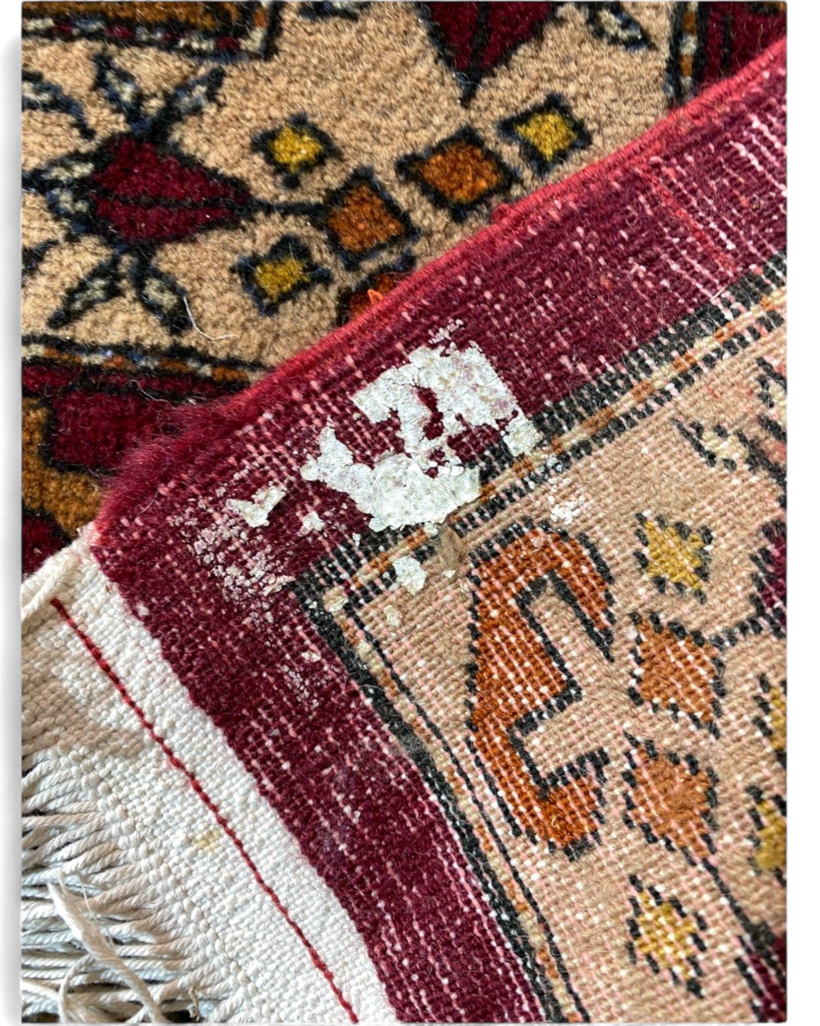 Hand-Knotted Persian-Style Rug in Burgundy, Ivory, and Gold | 230 x 152cm
