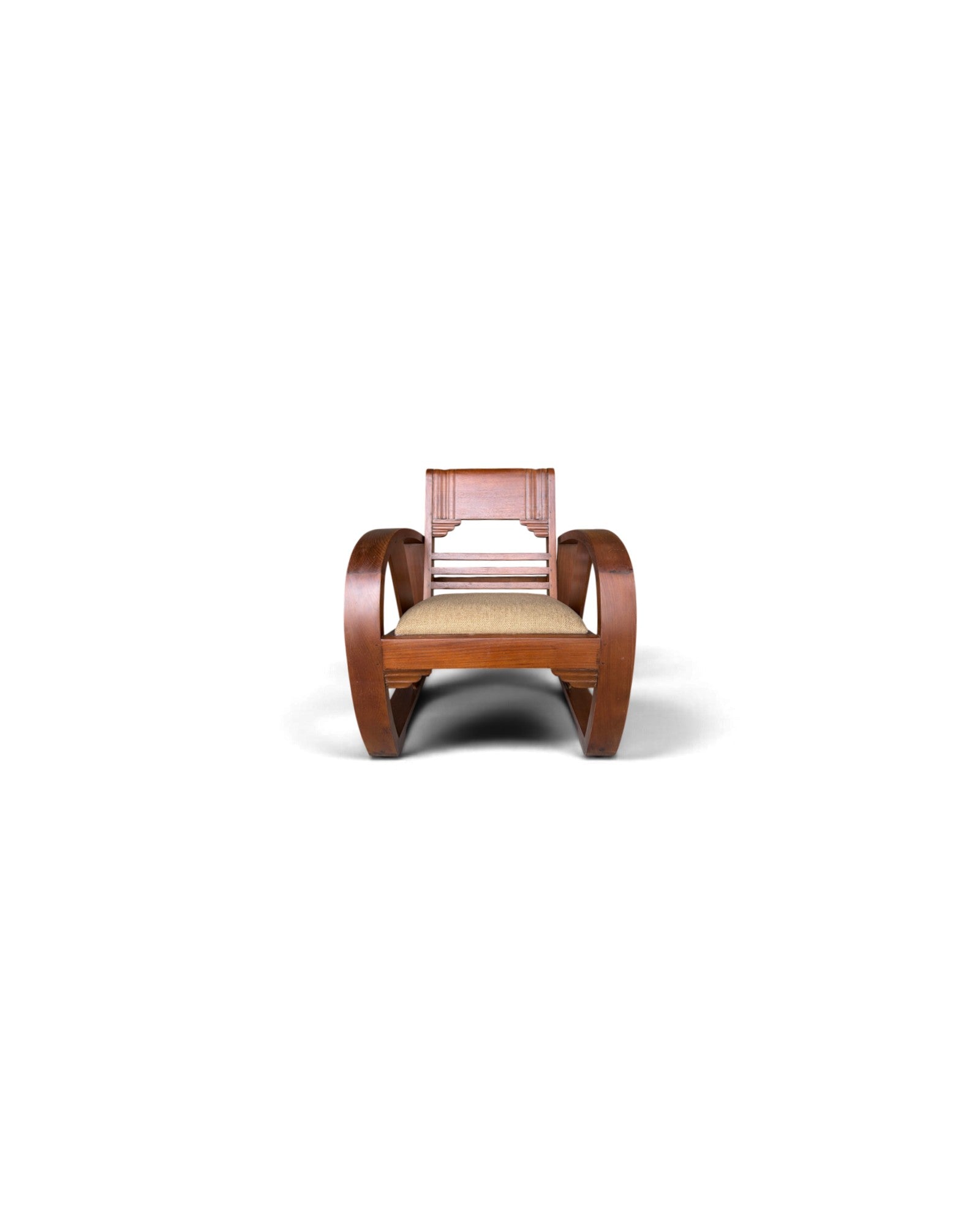 Art Deco Style Golden Teak Armchair