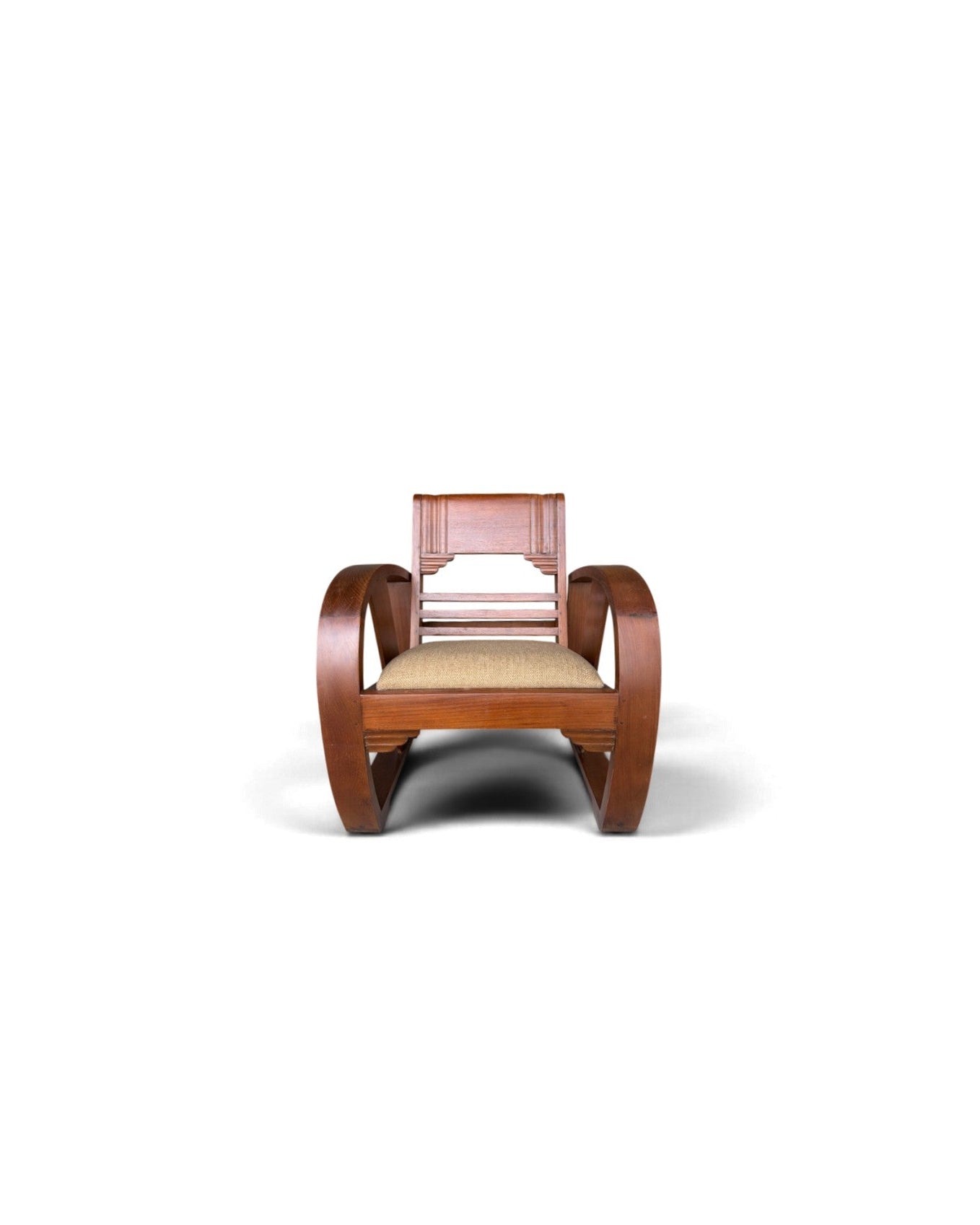 Art Deco Style Golden Teak Armchair - Surround Living - 1