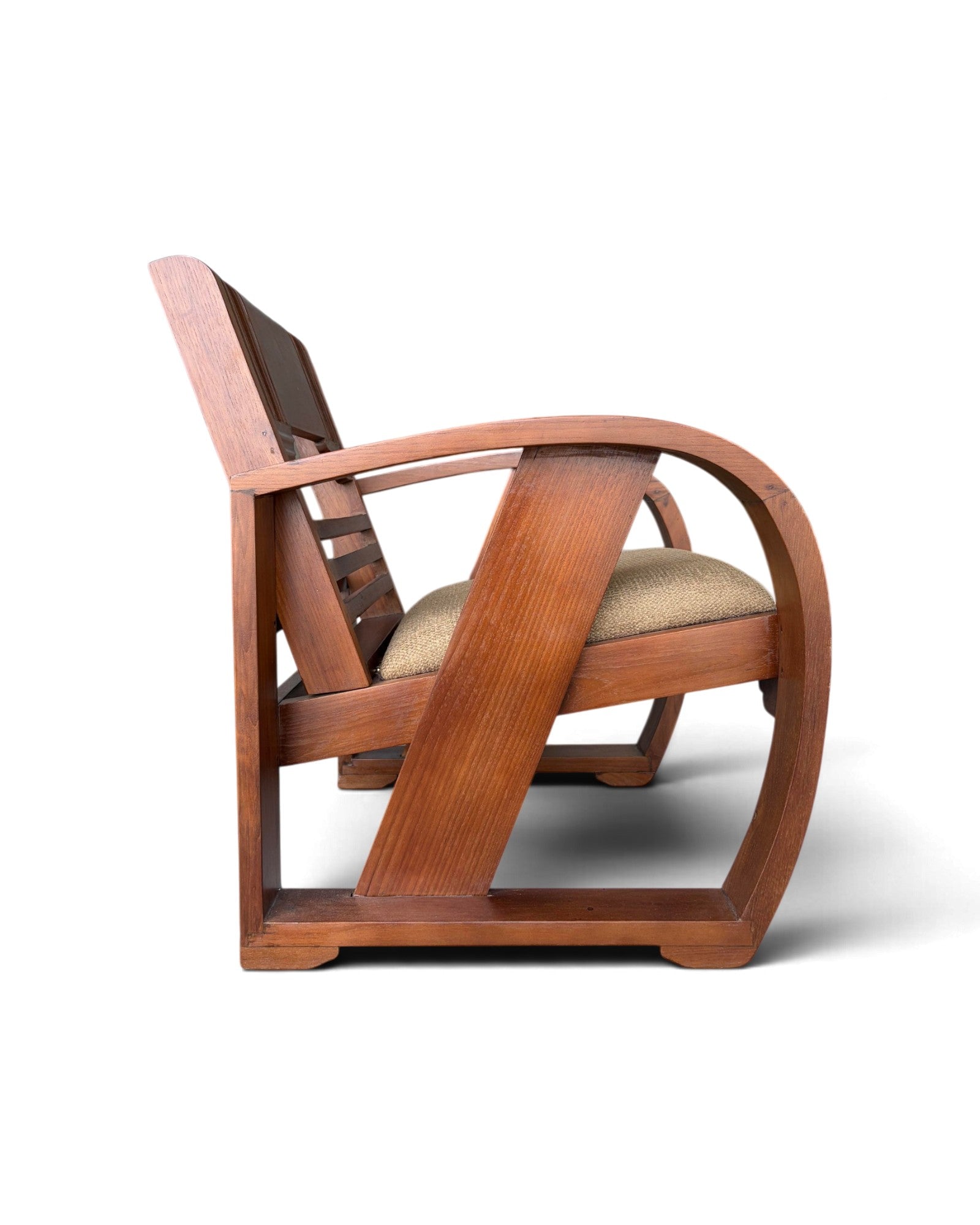 Art Deco Style Golden Teak Armchair