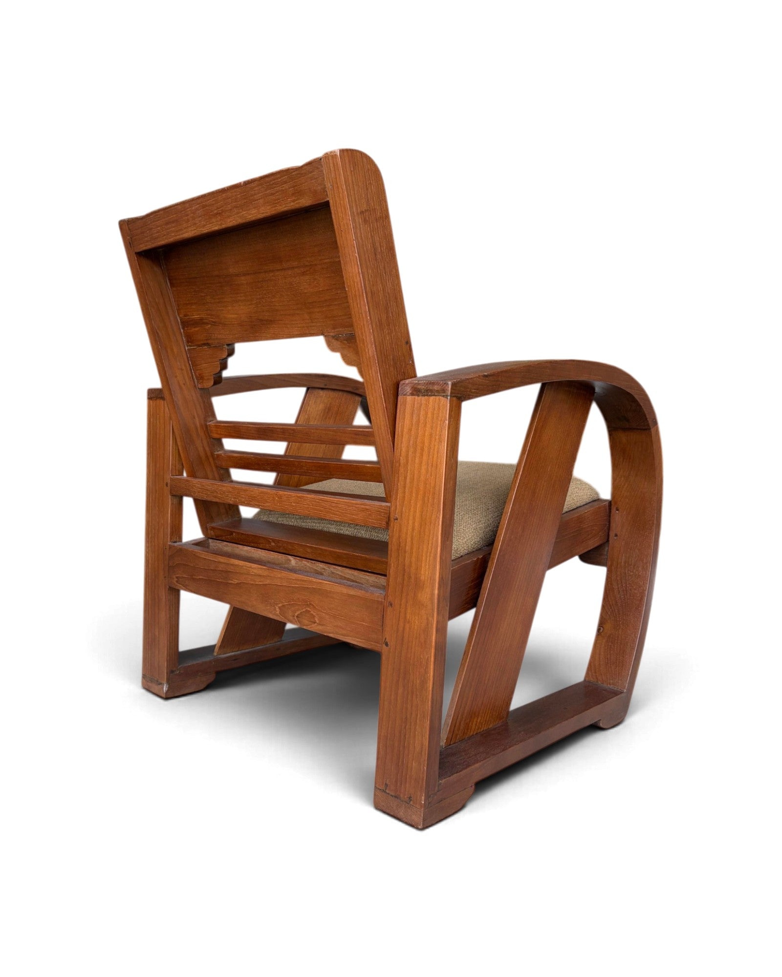 Art Deco Style Golden Teak Armchair