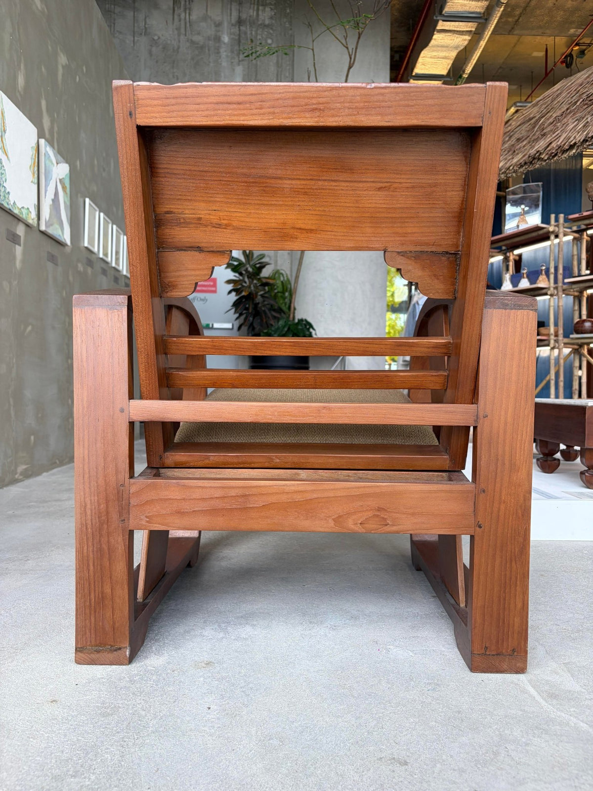 Art Deco Style Golden Teak Armchair - Surround Living - 6