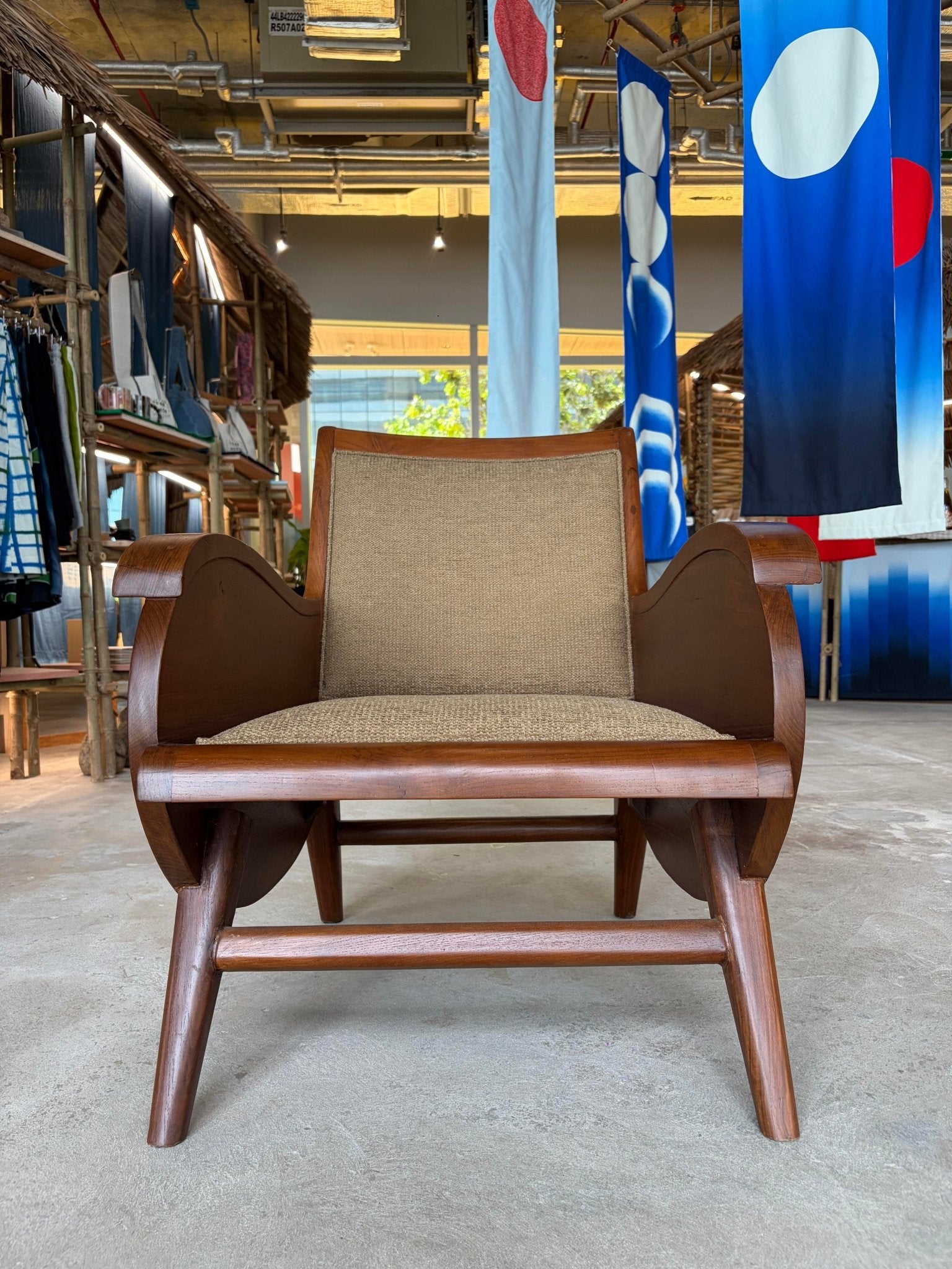 Art Deco Style Golden Teak Armchair - Surround Living - 2