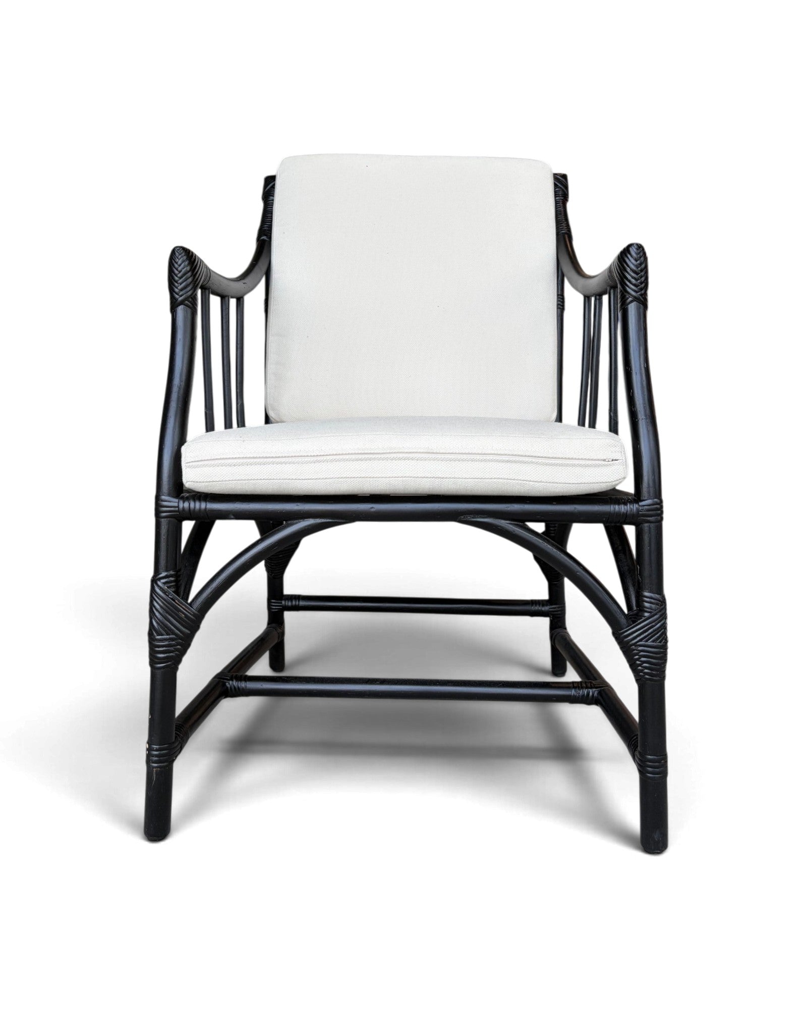 Black Hollow-Core Bamboo Armchair