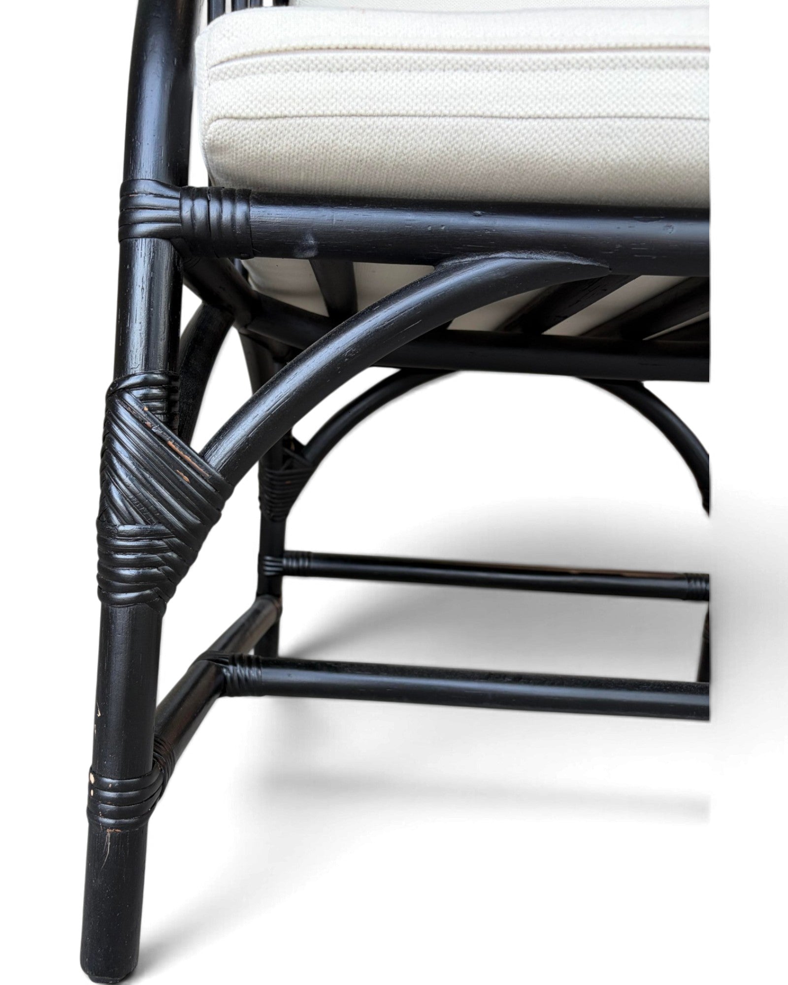 Black Hollow-Core Bamboo Armchair