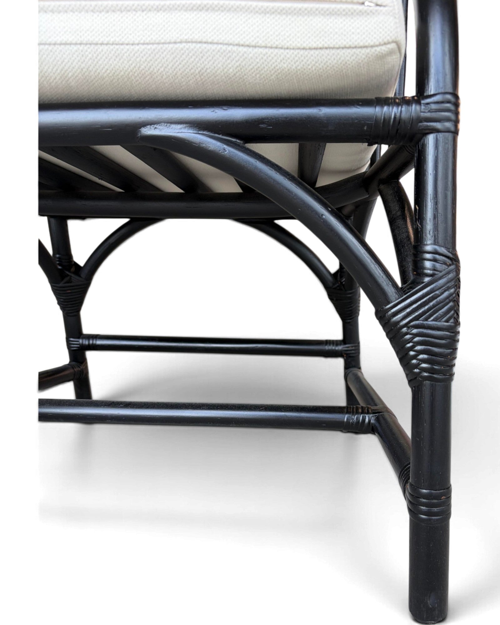 Black Hollow-Core Bamboo Armchair