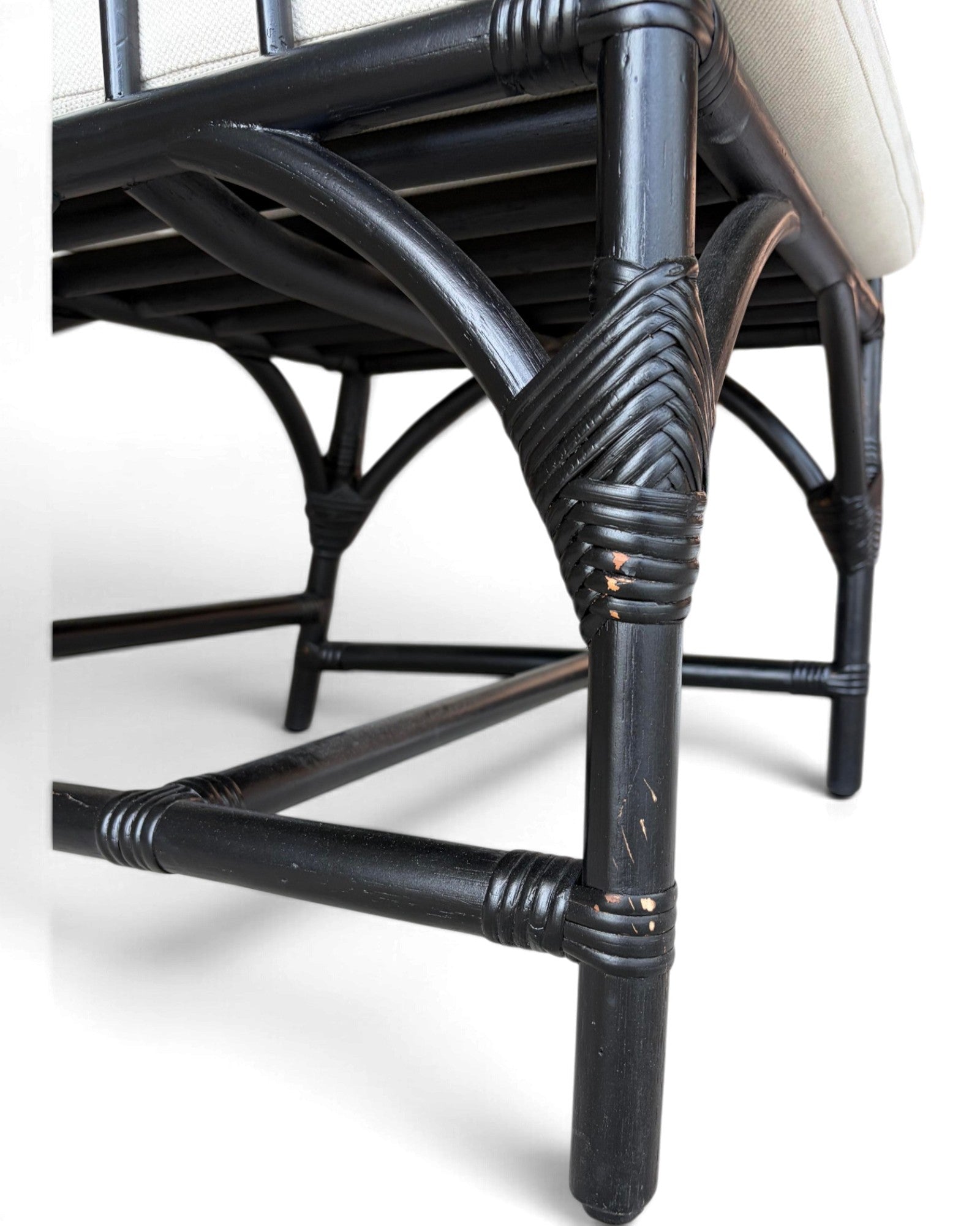 Black Hollow-Core Bamboo Armchair