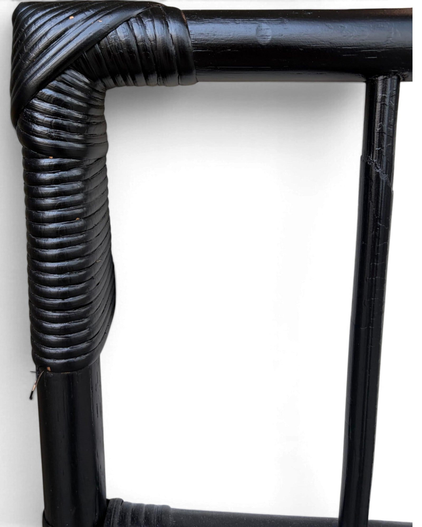 Black Hollow-Core Bamboo Armchair