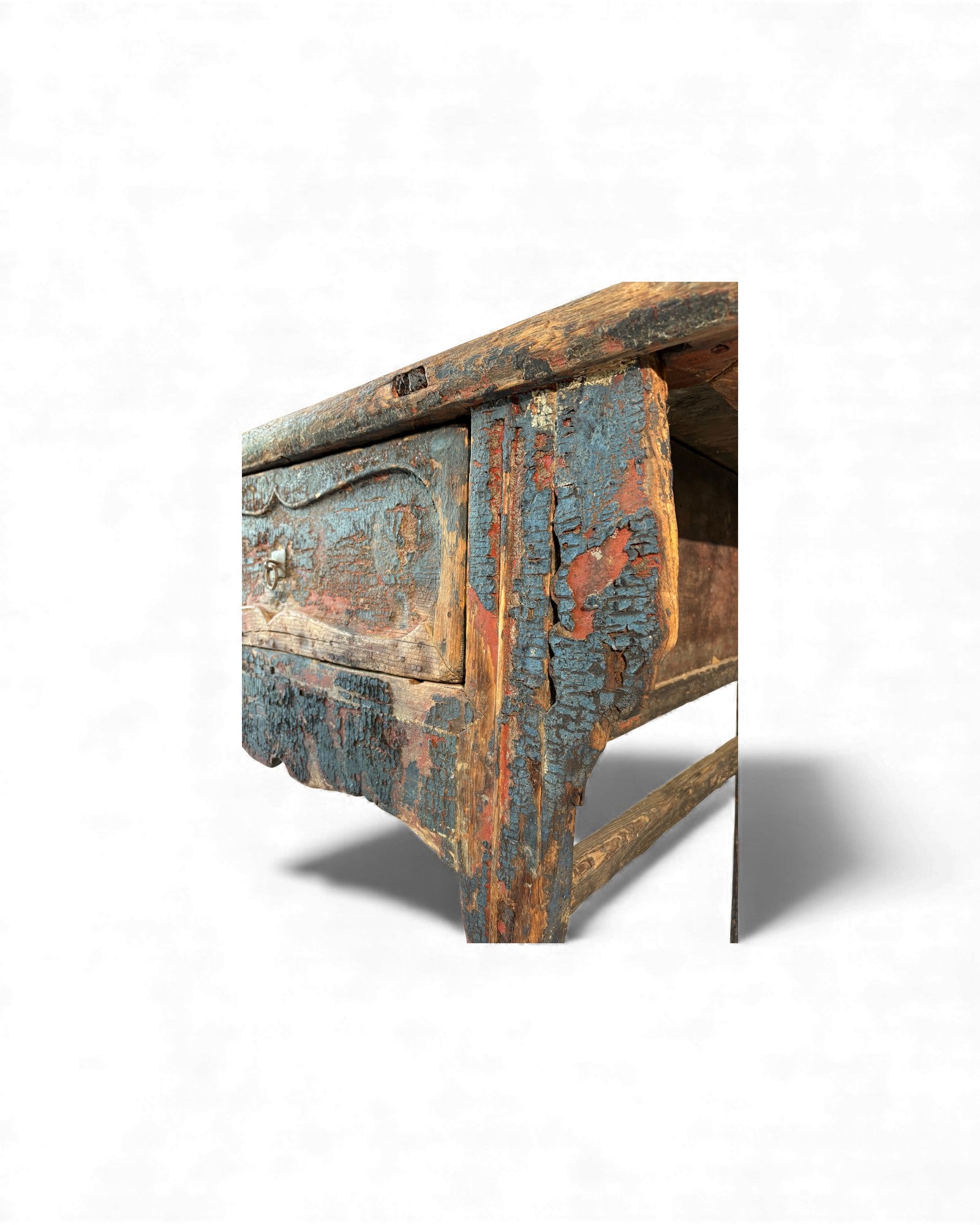 Chinese Painted Side Table with Drawer (Arrow - Leg Form) - Surround Living - 11