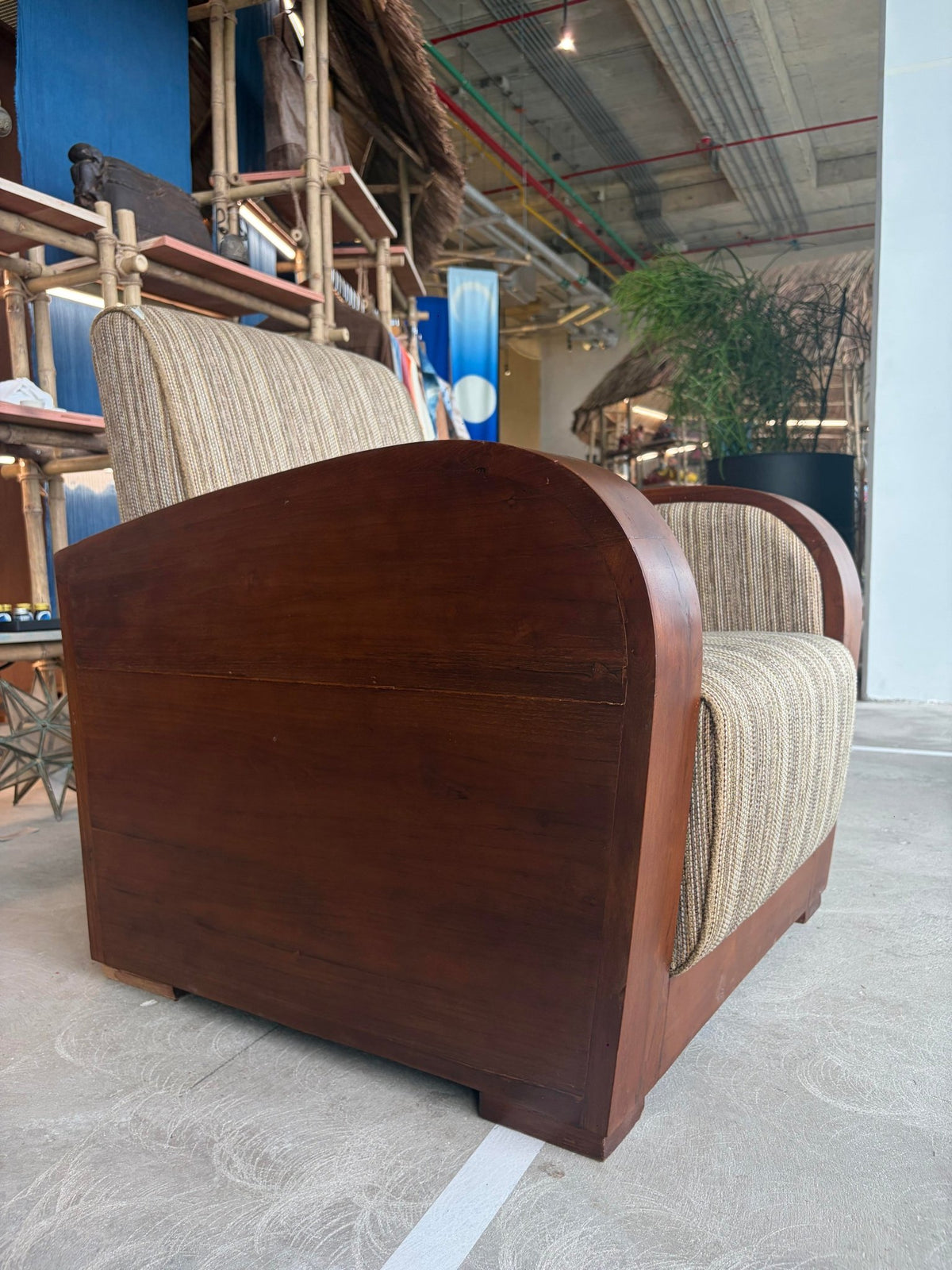 Art Deco Style Golden Teak Armchair - Surround Living - 16