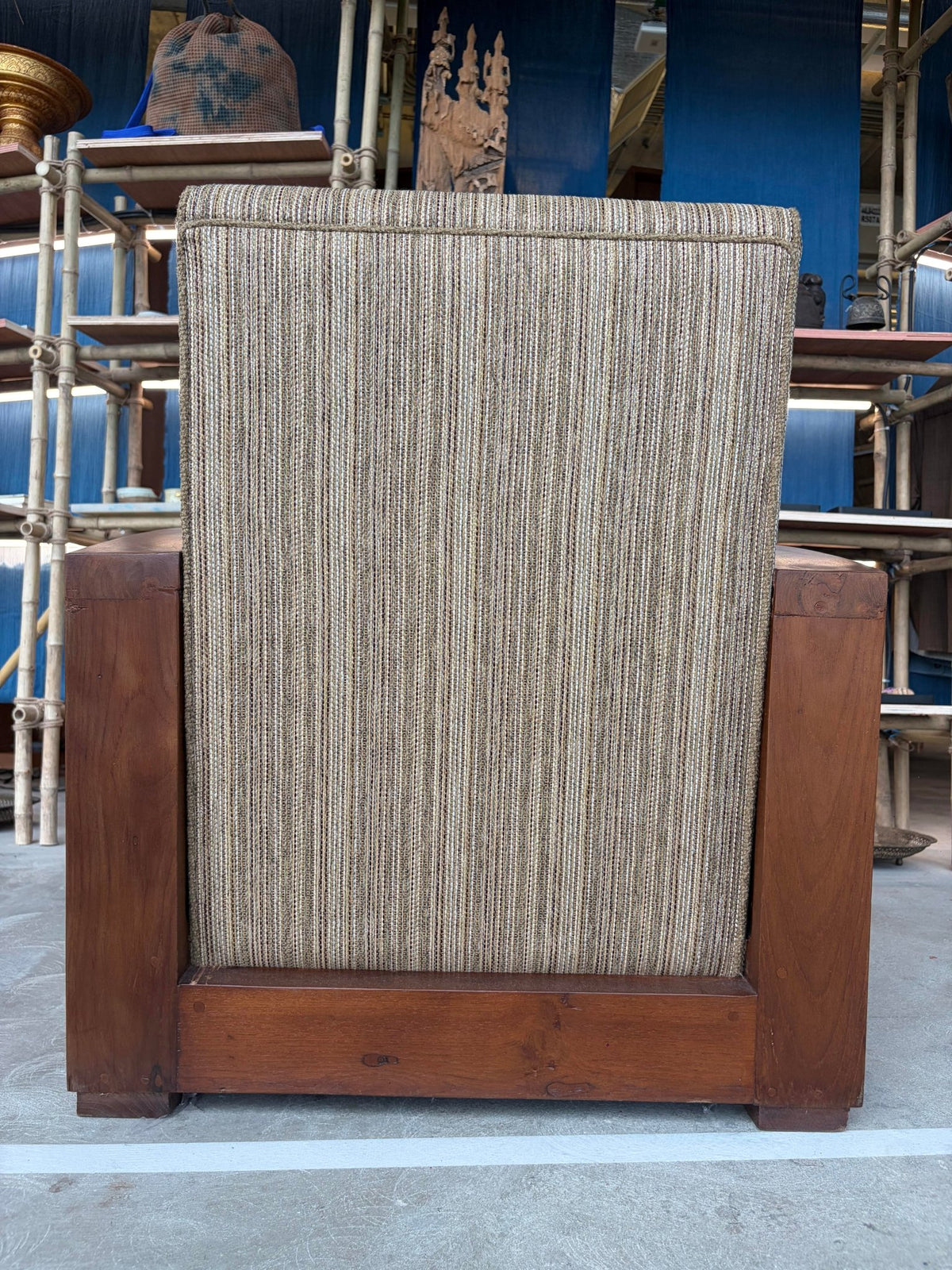 Art Deco Style Golden Teak Armchair - Surround Living - 7