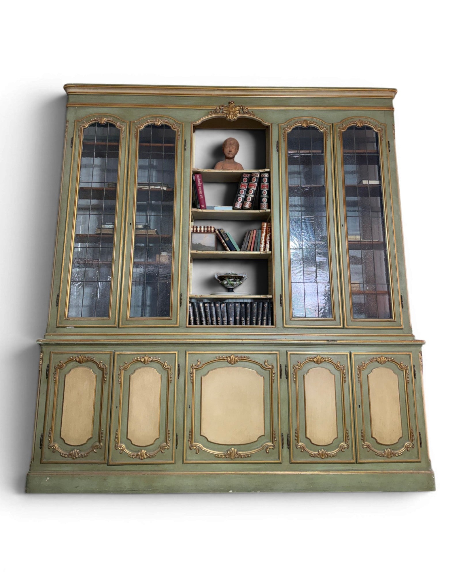 Large Louis XV Venetian Painted Architectural Bookcase