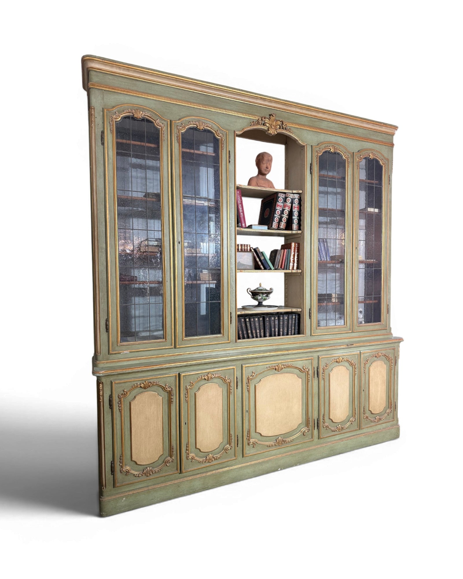 Large Louis XV Venetian Painted Architectural Bookcase