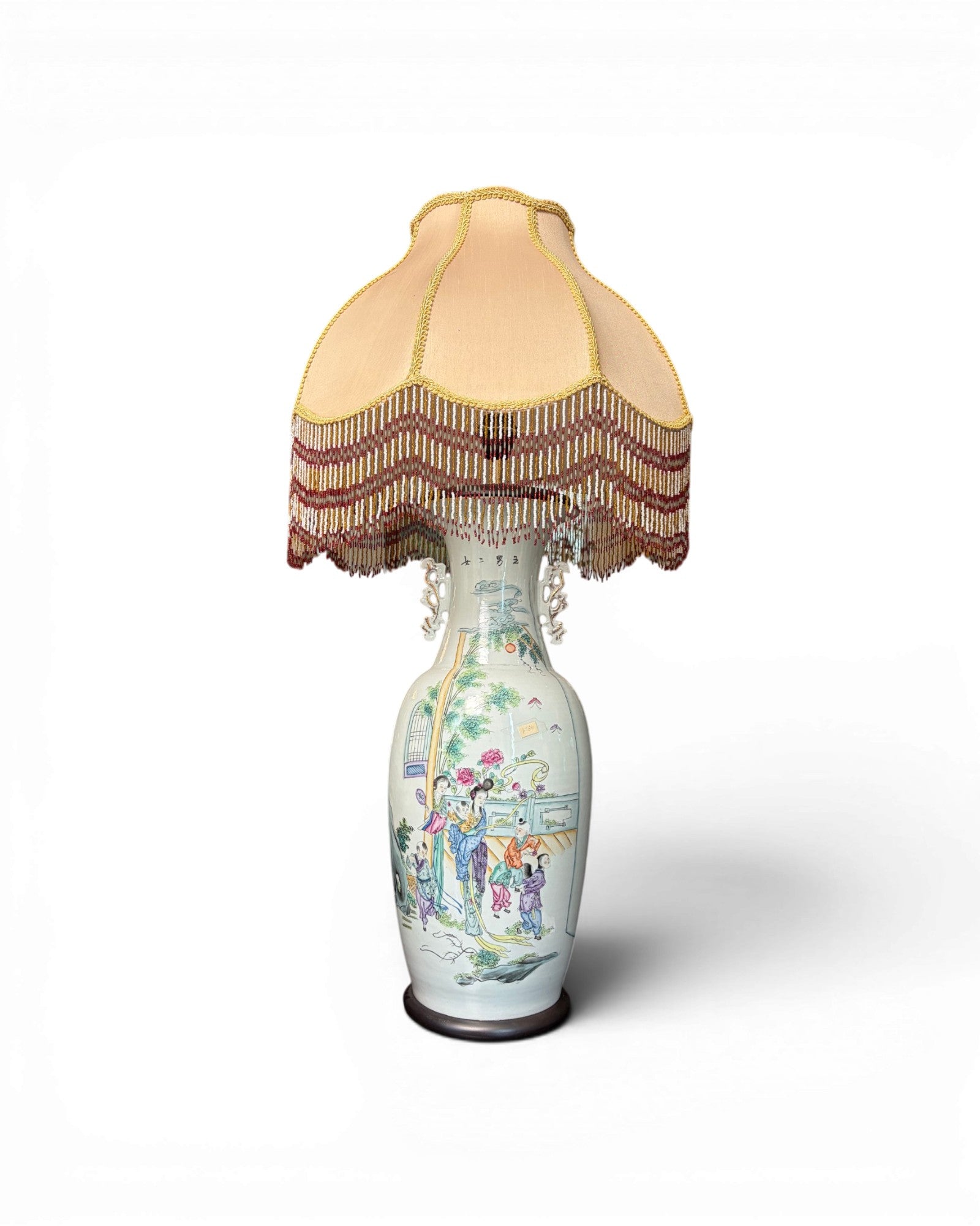 Porcelain Vase Table Lamp with Embroidery Shades (Sold in Pairs) - Surround Living - 4