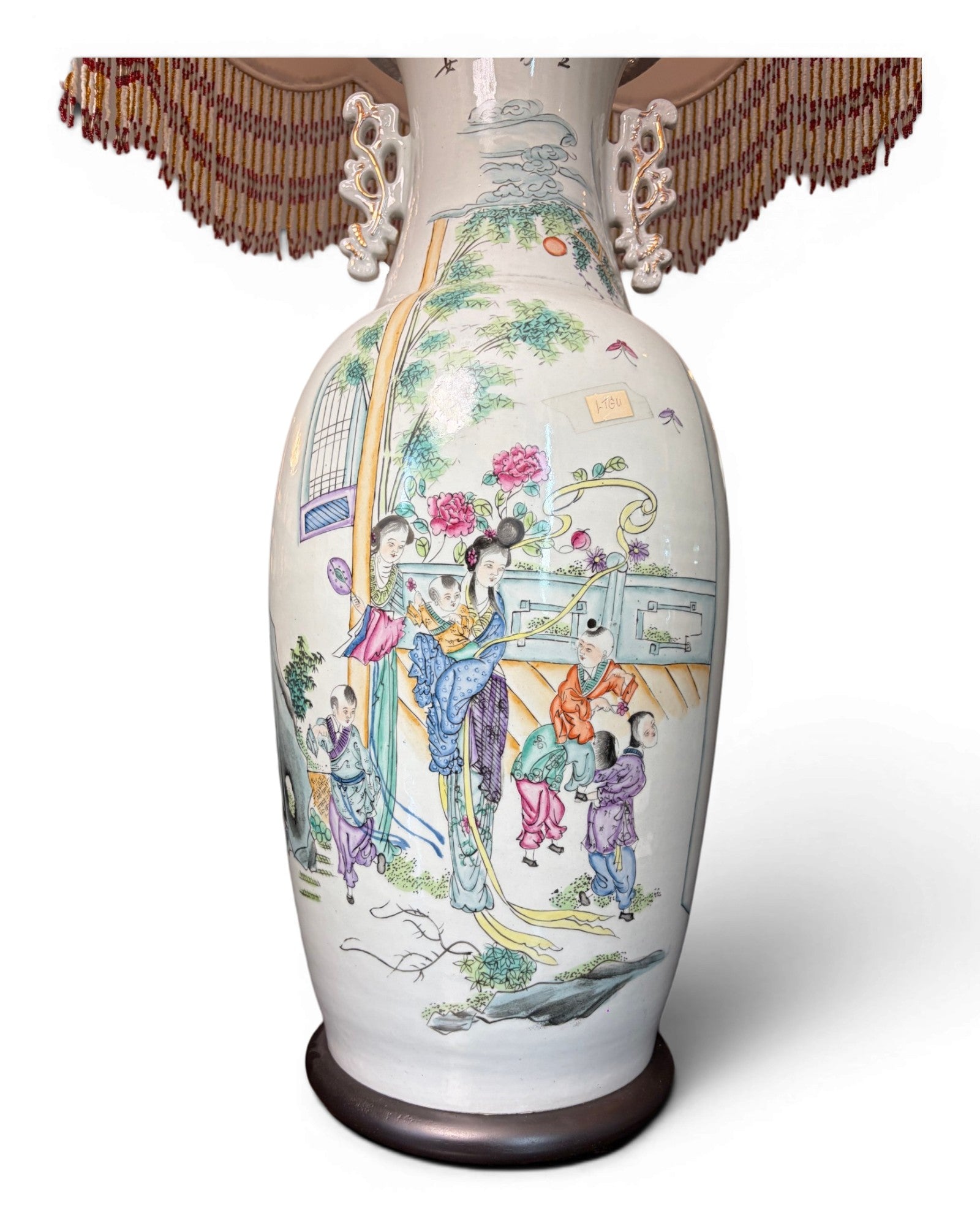 Porcelain Vase Table Lamp with Embroidery Shades (Sold in Pairs) - Surround Living - 6