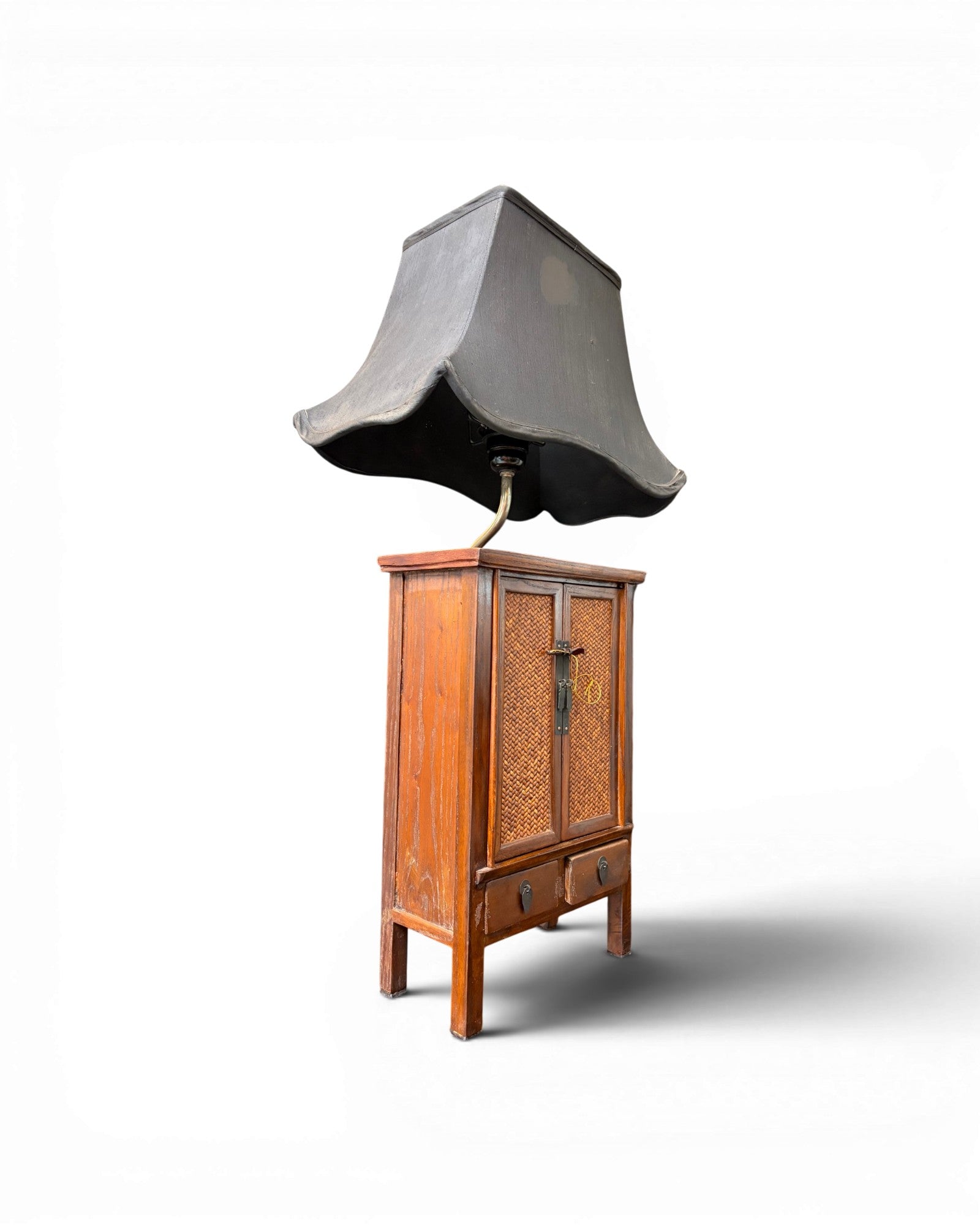 Vintage Wood Storage Cabinet with Lamp Shade - Surround Living - 12