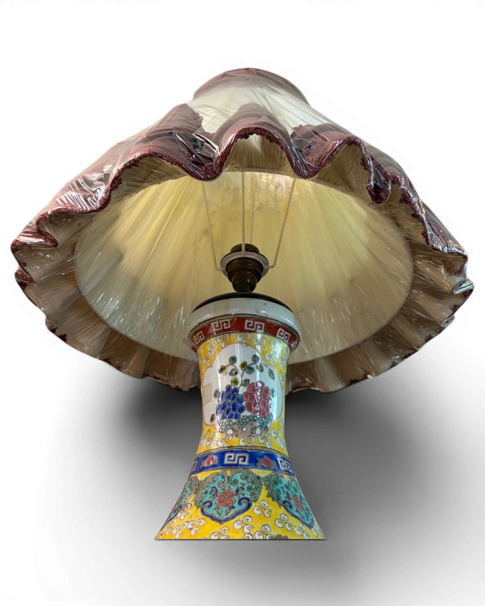 Porcelain Vase Table Lamp with Velvet Shades (Sold in Pairs) - Surround Living - 24