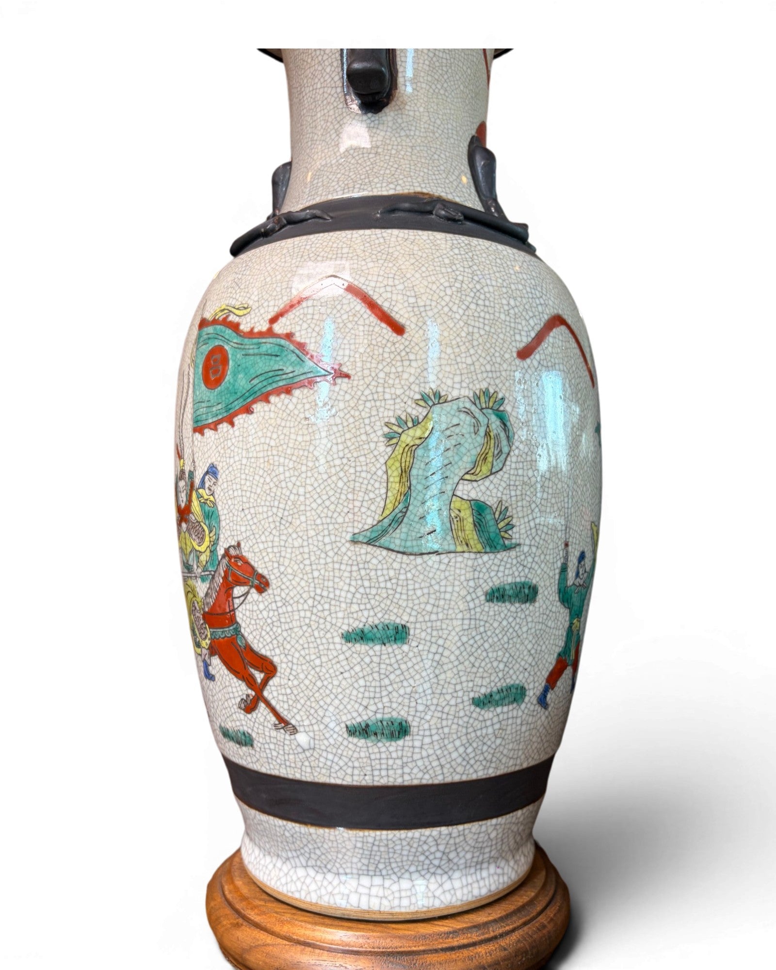 Porcelain Vase Table Lamp with Orange Embroidery Shades - Surround Living - 13