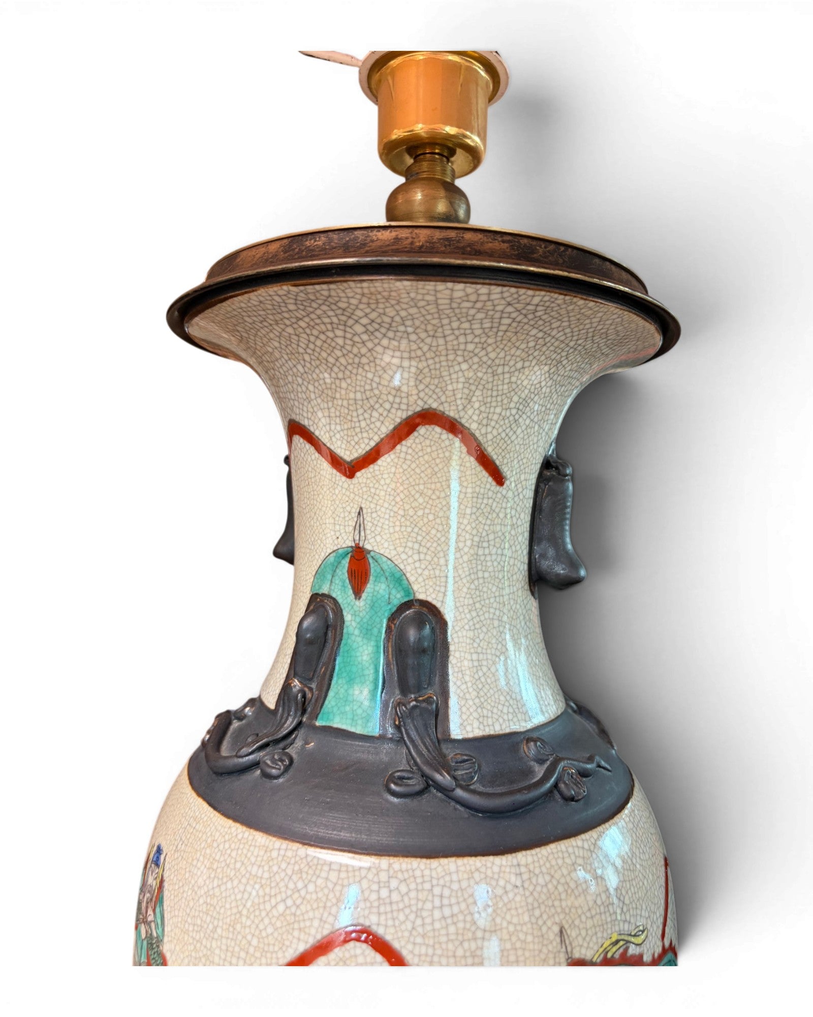 Porcelain Vase Table Lamp with Orange Embroidery Shades - Surround Living - 14