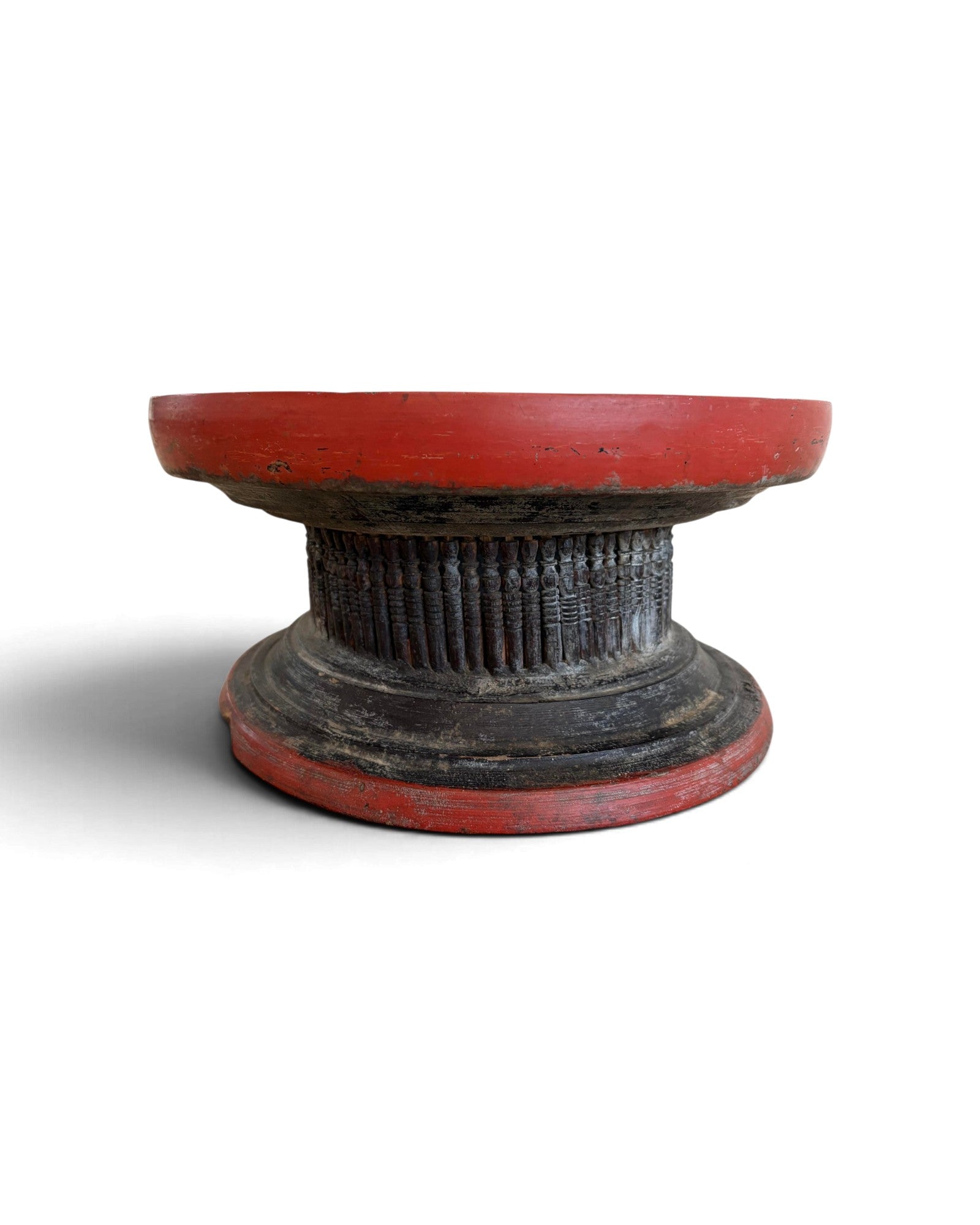 Burmese Low Wooden Pedestal Tray for Dining (ขันโตกพม่า)