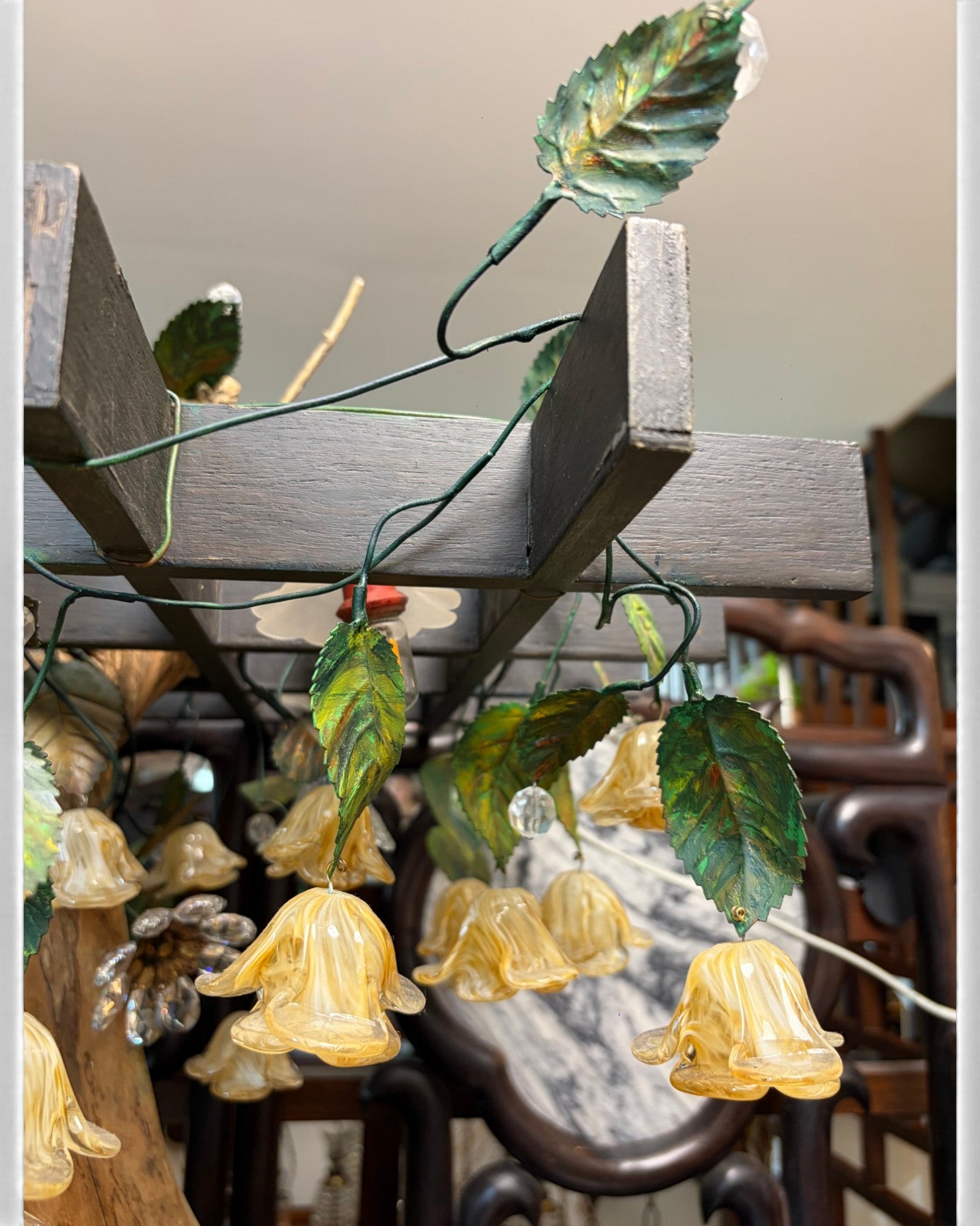 Organic Wood Table Lamp with Bell-Flower Glass Shades - Surround Living - 14