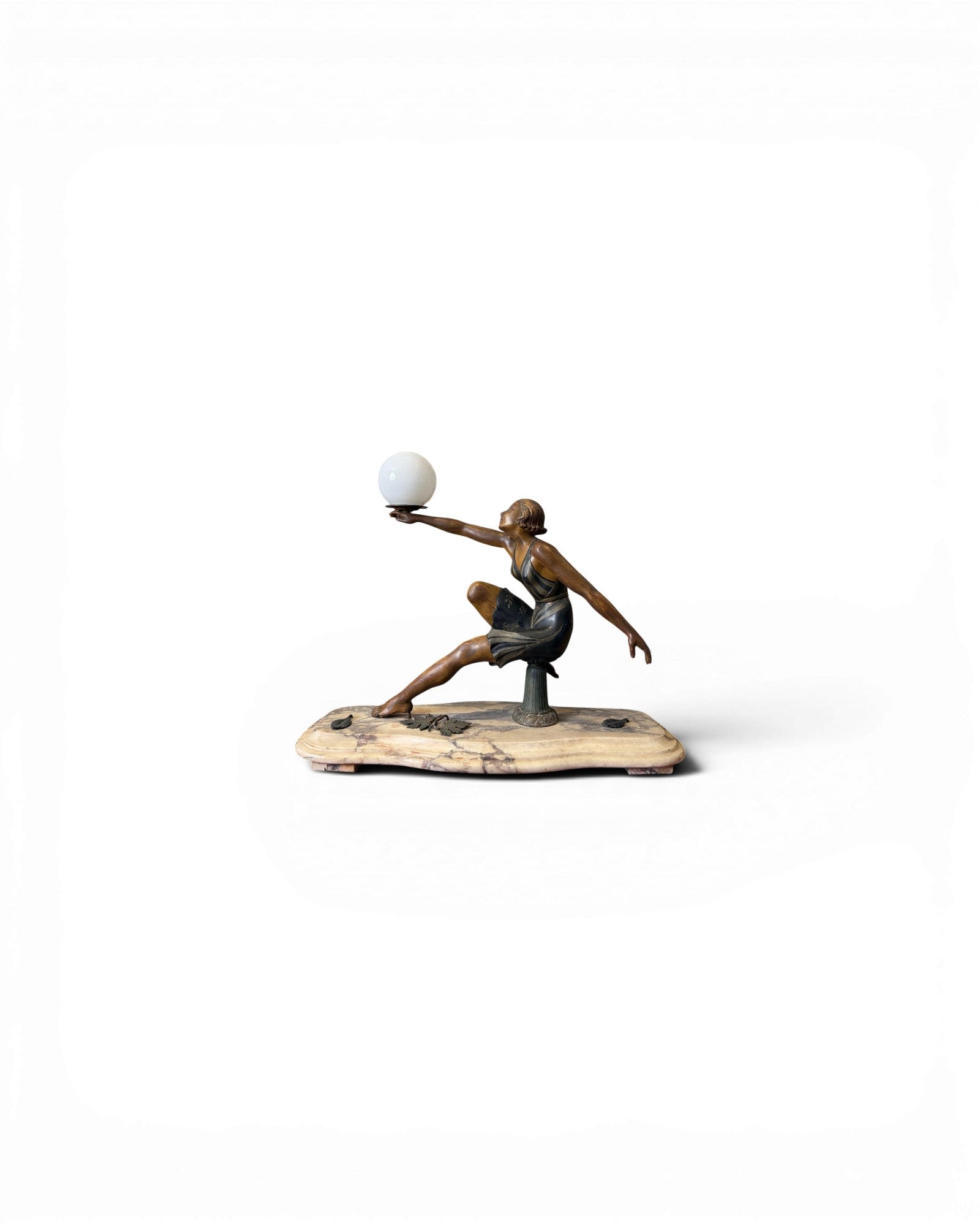 Art Deco Dancing Figure with Ball-Shaped Lamp - Surround Living - 1