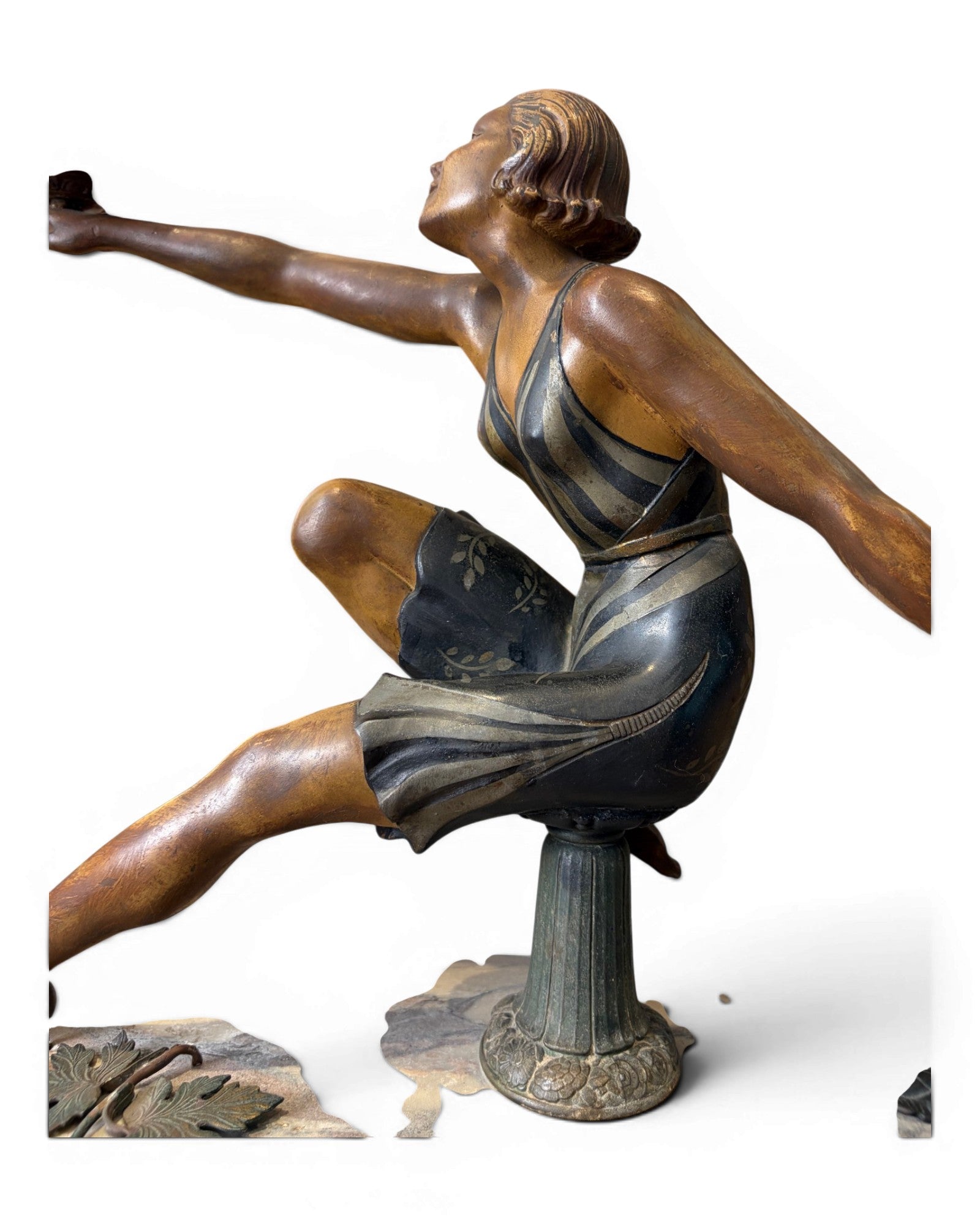 Art Deco Dancing Figure with Ball-Shaped Lamp - Surround Living - 6