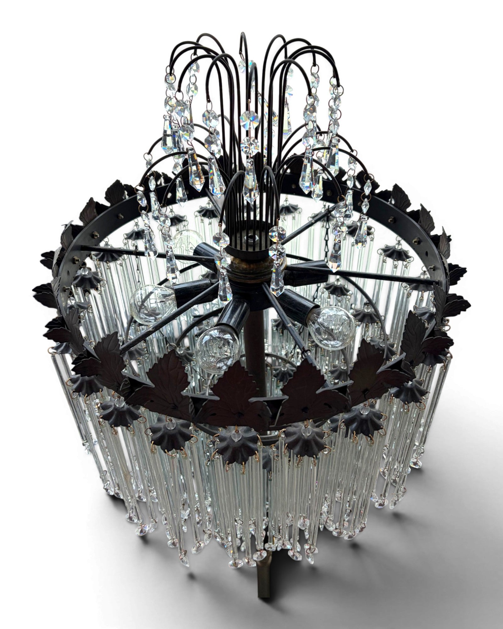 Multi-Tiered Crystal Waterfall Floor Lamp with Decorative Faux Foliage Base (Set) - Surround Living - 10