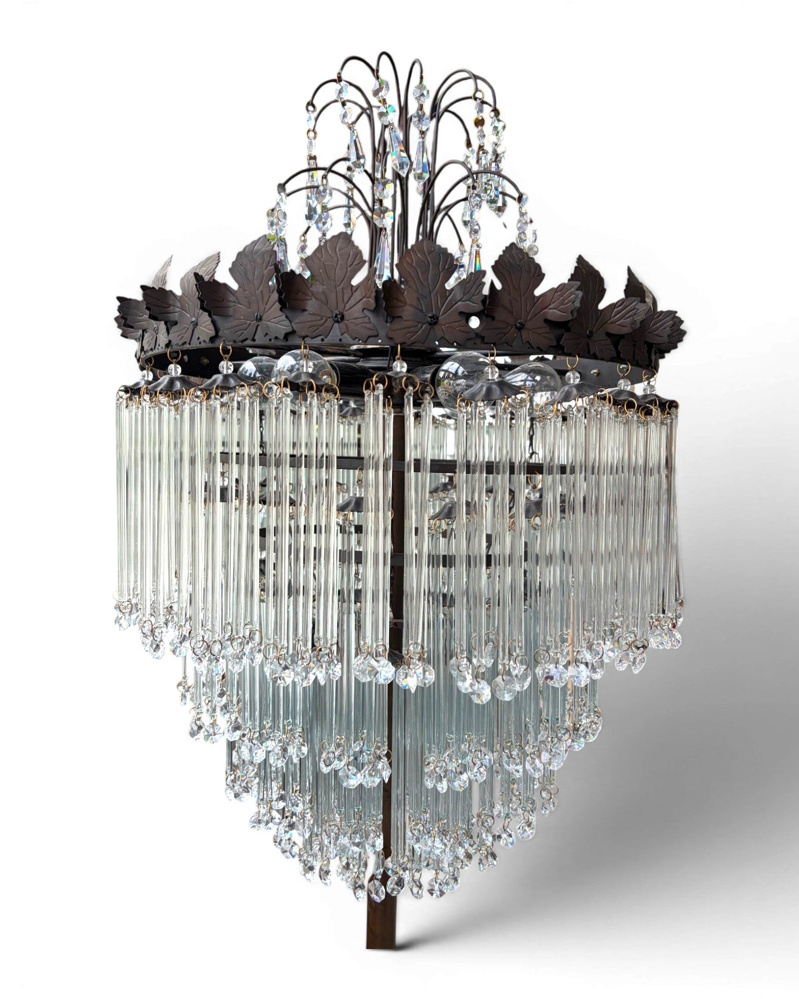 Multi-Tiered Crystal Waterfall Floor Lamp with Decorative Faux Foliage Base (Set) - Surround Living - 13