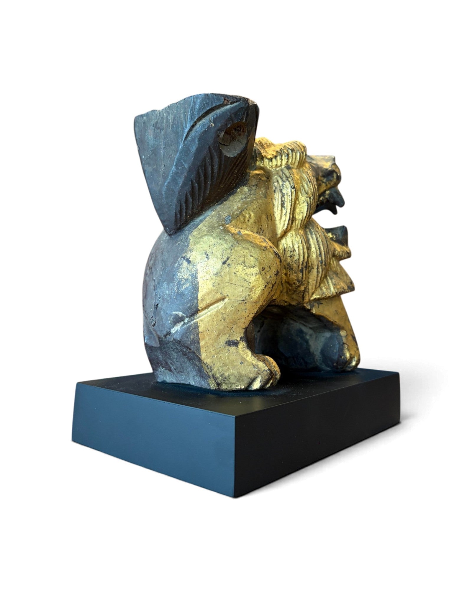 Carved Wooden Lion embellished with Gold Leaf (สิงโตไม้ติดทอง)