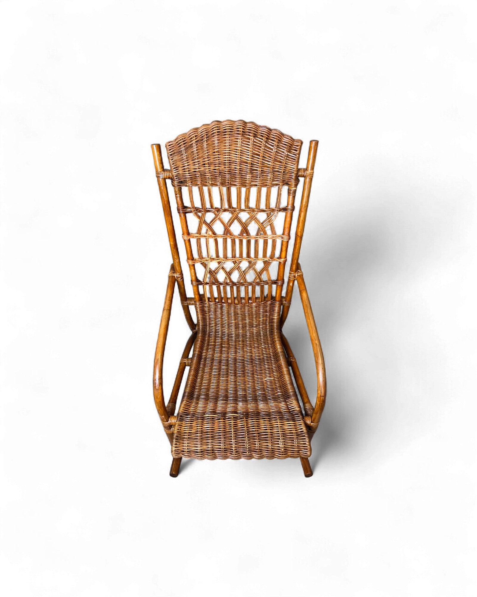 Rattan Weave Vintage High Back Rattan Rocking Chair Surround Living