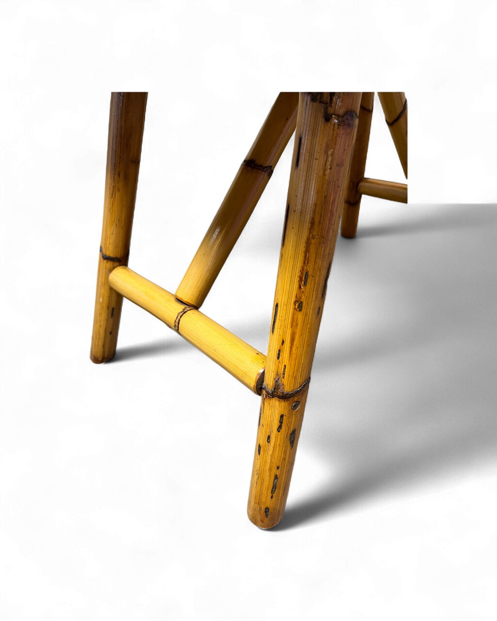 Bamboo & Rattan Mosaic Low Table with Ceramic Tiling Accent Surround Living