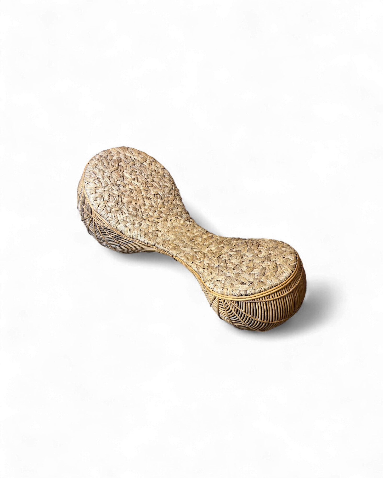 Sculptural Rattan Chaise Lounge with Woven Organic Seating Surround Living