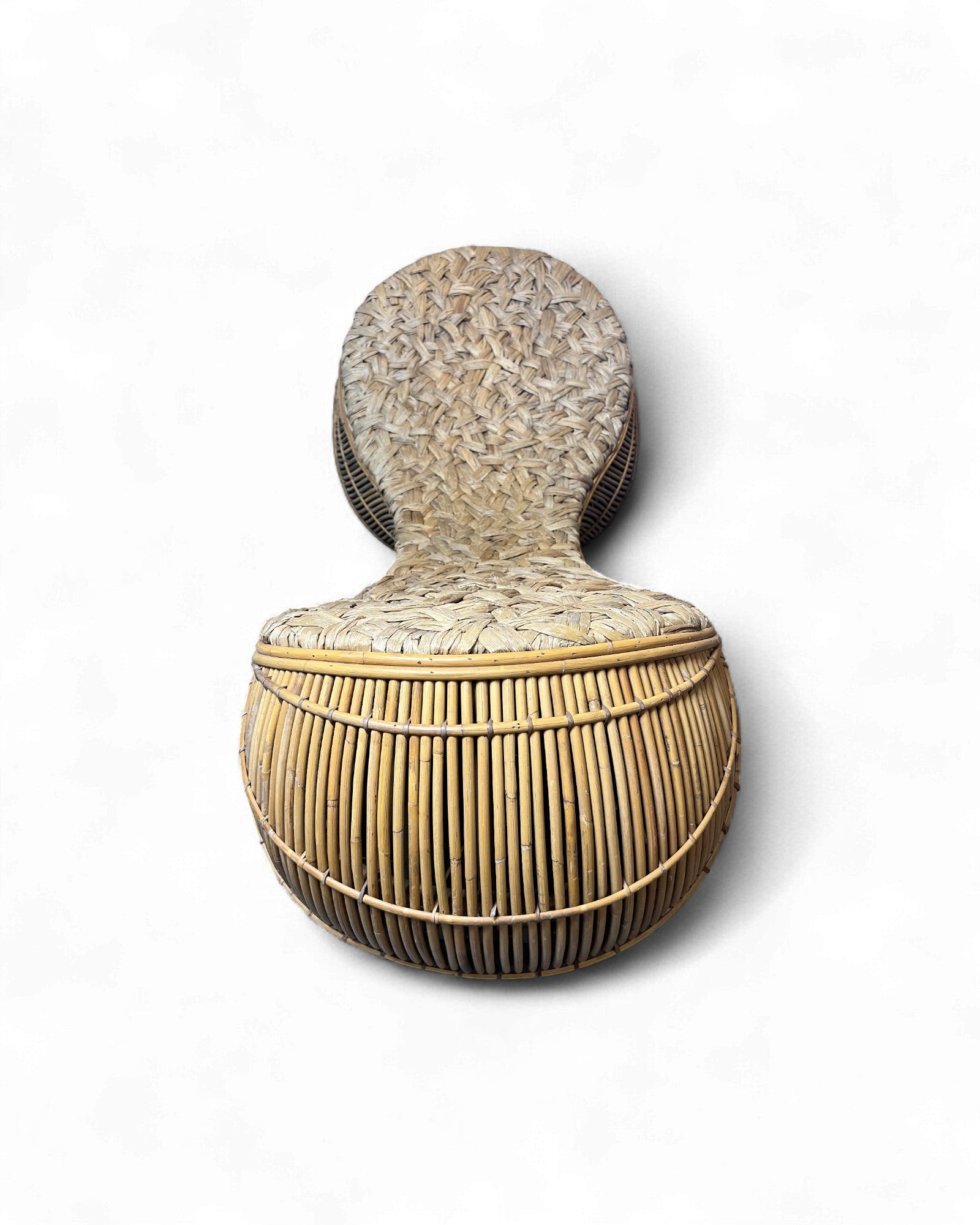 Sculptural Rattan Chaise Lounge with Woven Organic Seating Surround Living