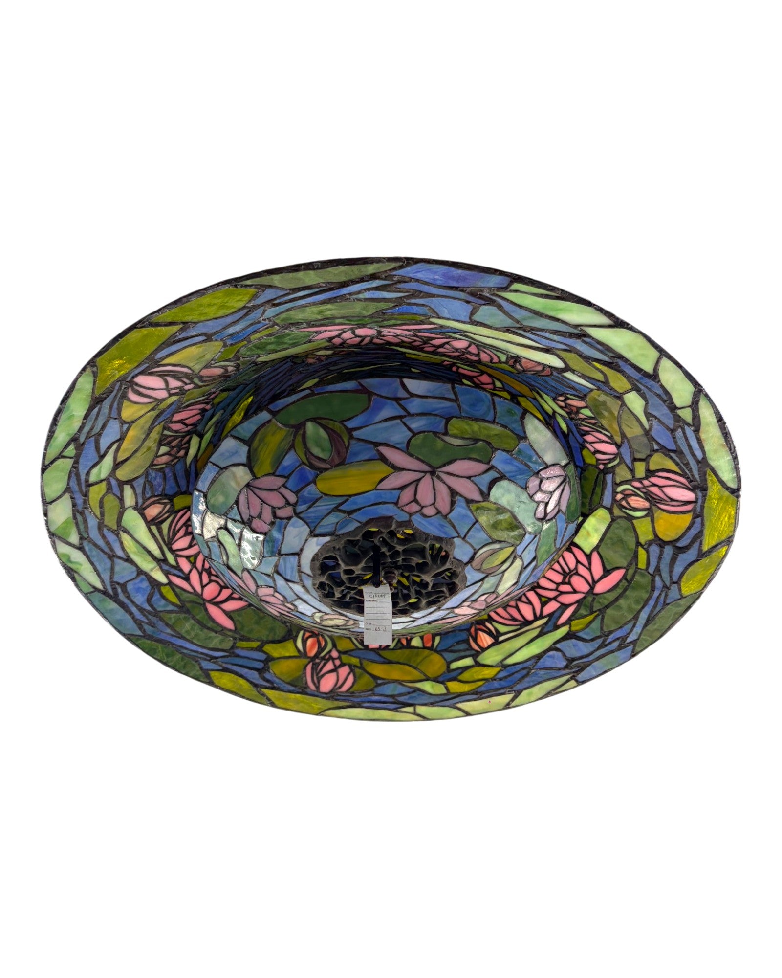 A Lotus Saucer-Shaped Tiffany-Style Stained Glass Pendant Lamp - Surround Living - 5