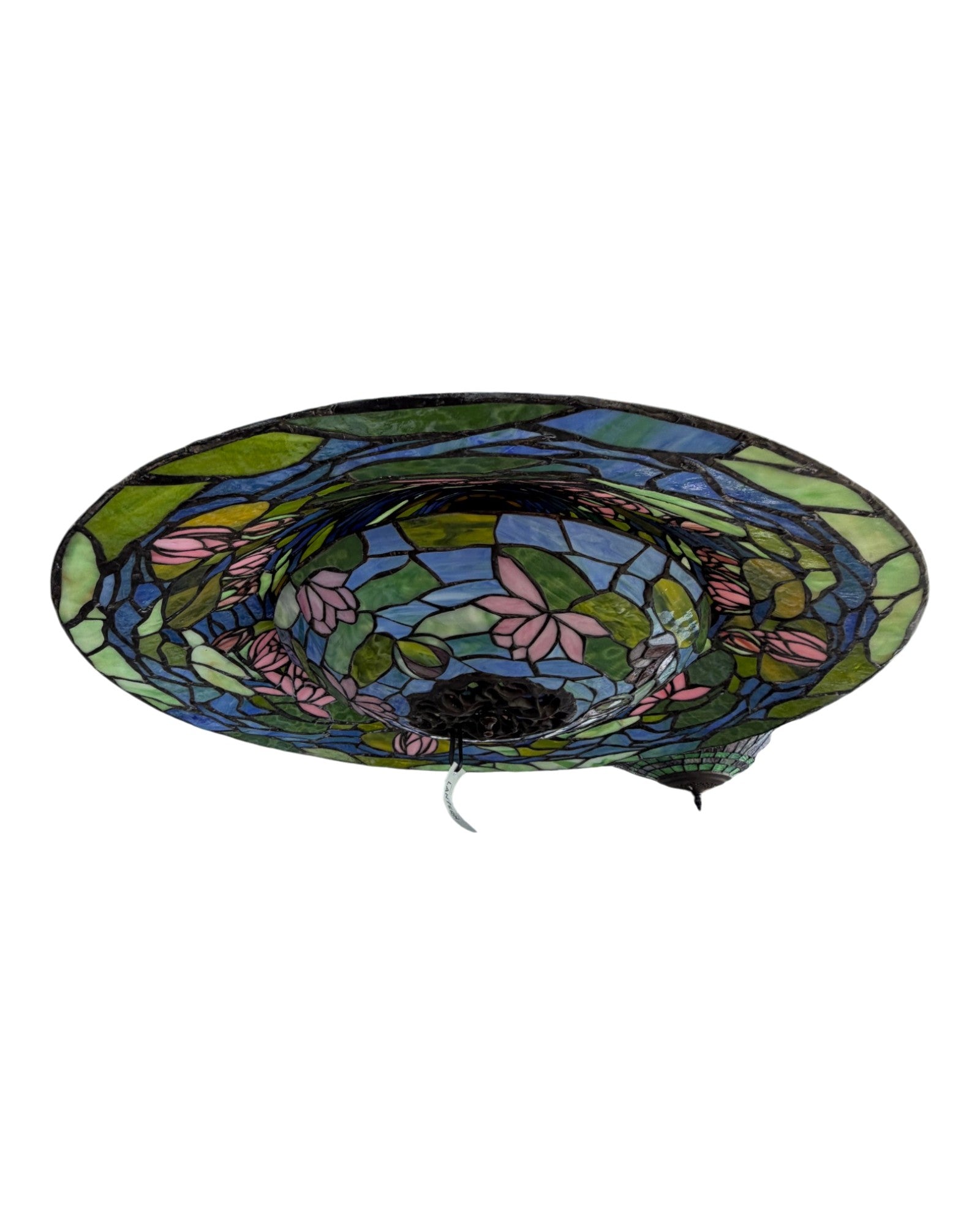 A Lotus Saucer-Shaped Tiffany-Style Stained Glass Pendant Lamp - Surround Living - 9