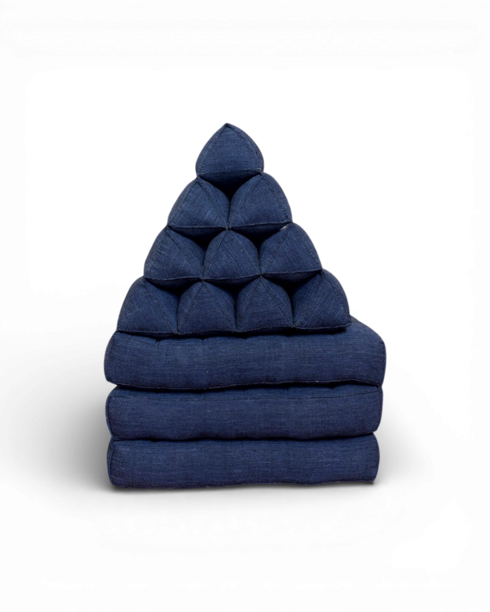 Indigo Cotton & White Geometric Panel Triangle Cushion (L) - Surround Living - 9