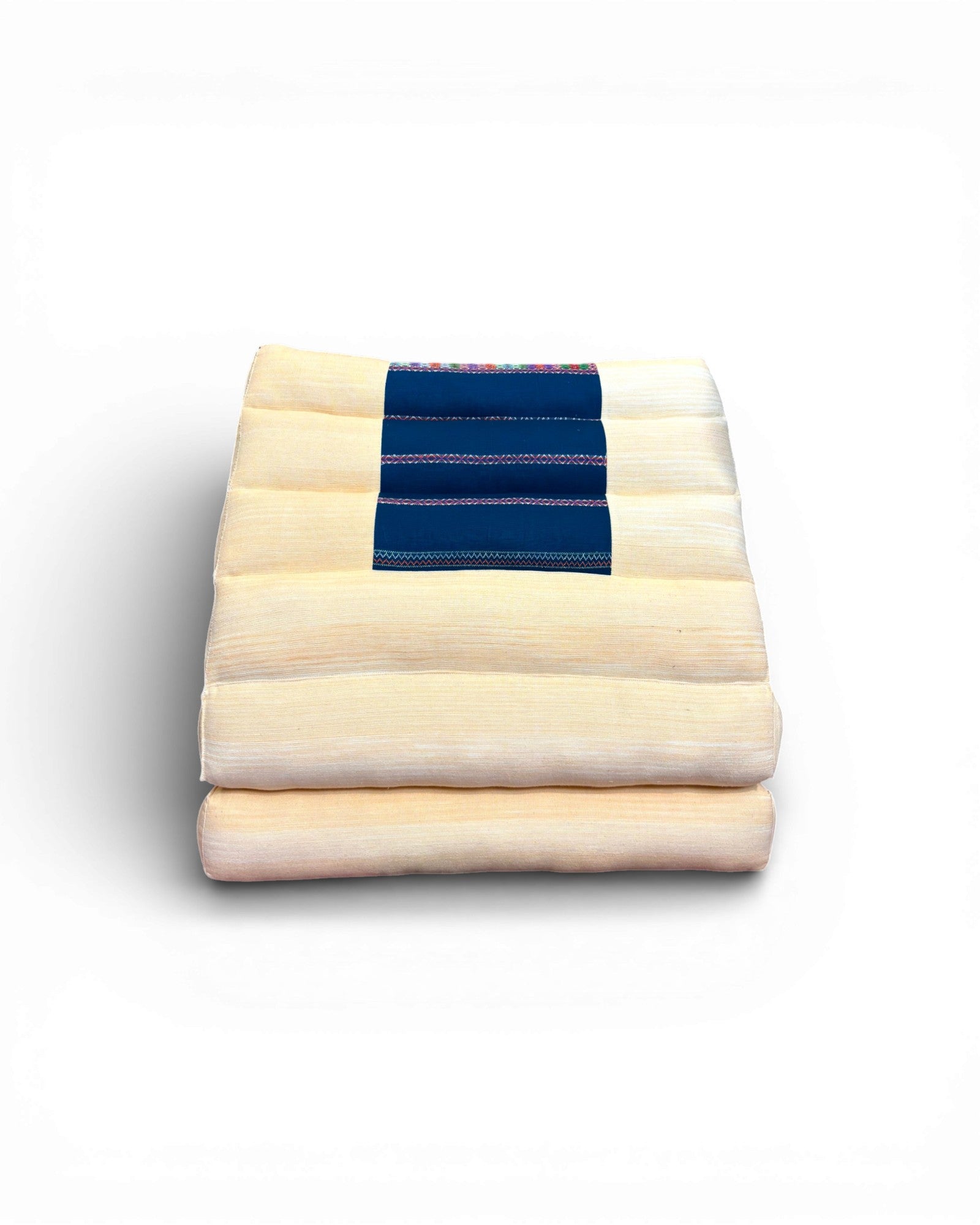 Yellow Silk & Deep Blue Stripe Triangle Cushion (M) - Surround Living - 7