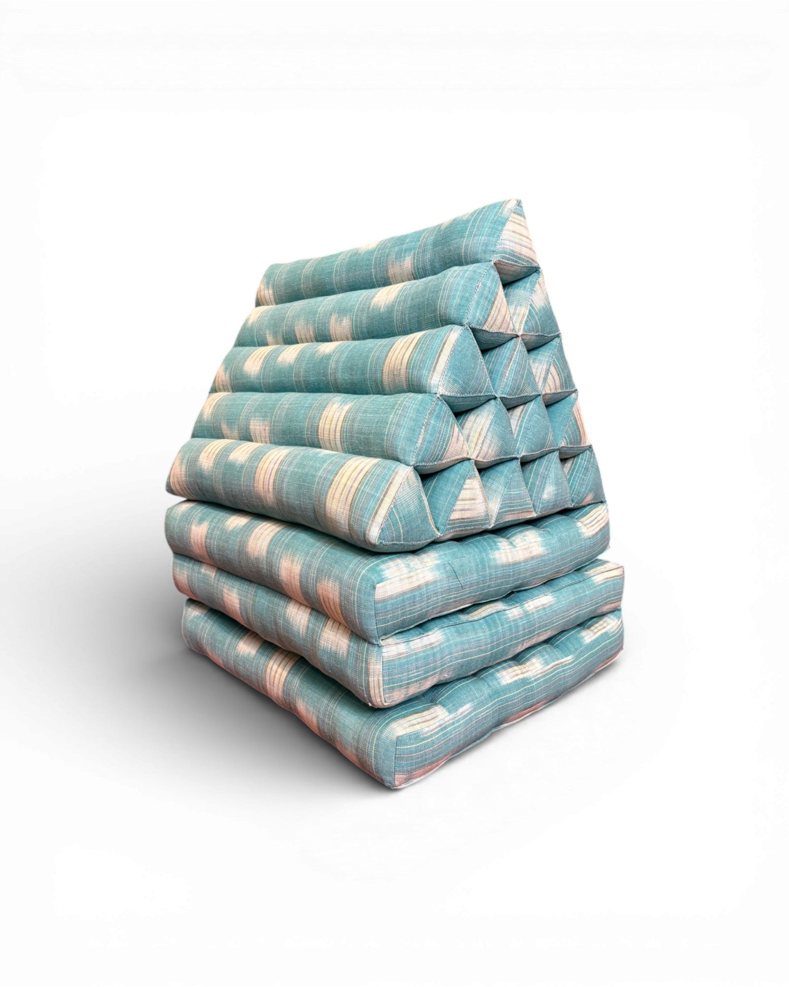 Baby Blue IKAT Pastel Stripe Handwoven Triangle Cushion (L) - Surround Living - 3
