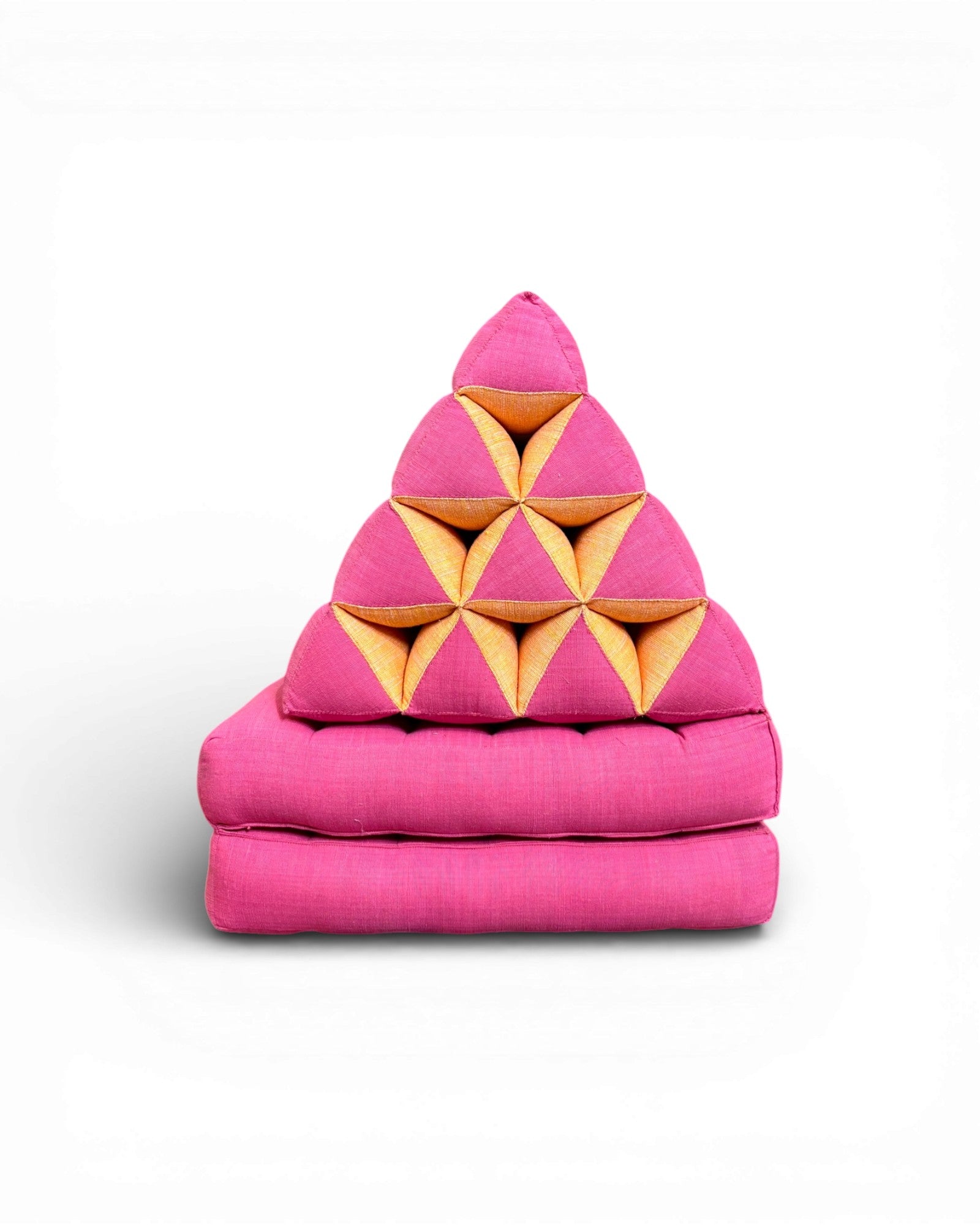 Fuchsia Cotton & Multicolour Tribal Panel Triangle Cushion (M) - Surround Living - 2