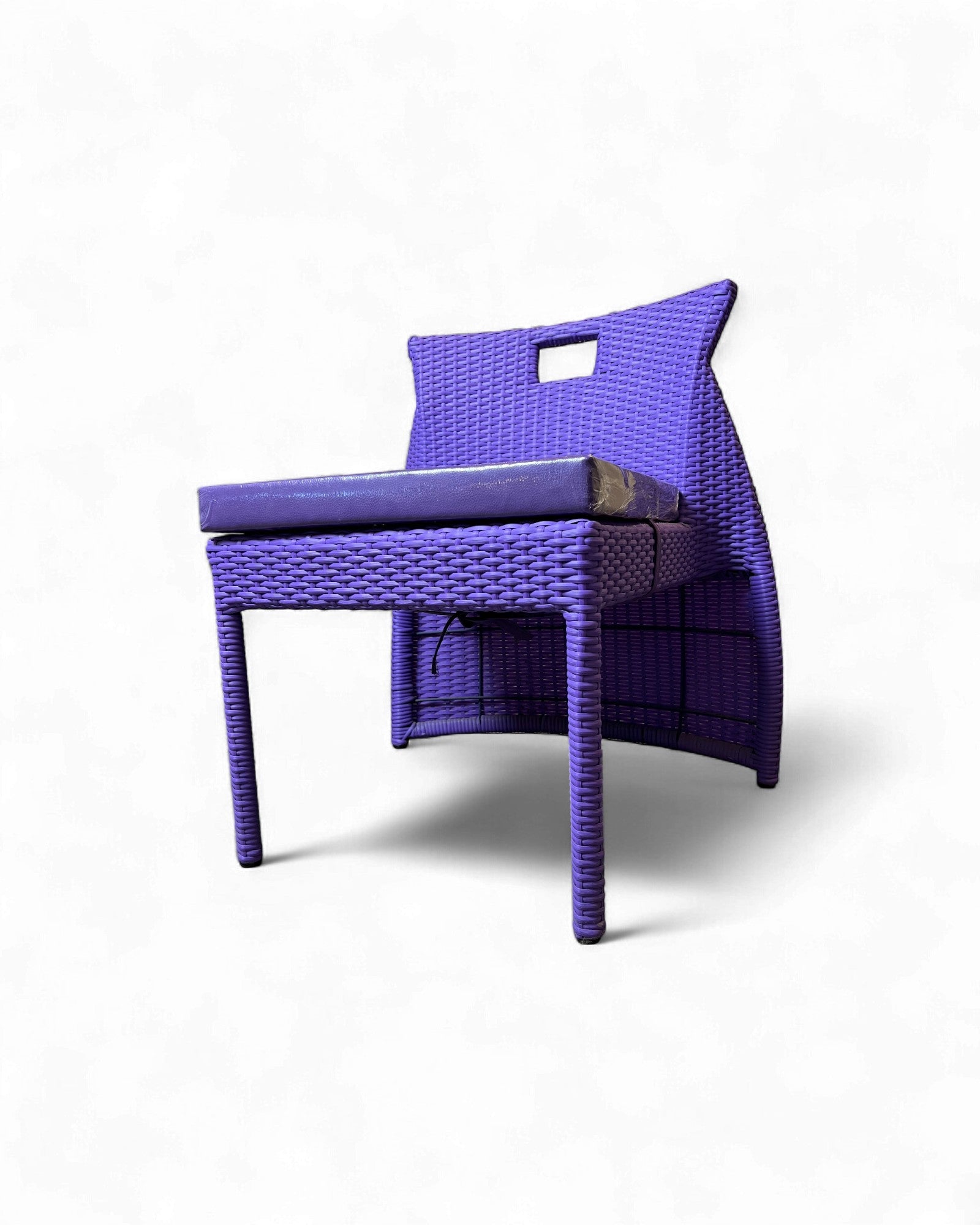 Contemporary Purple Wicker Bistro Set with Glass Top Table (Table + 2 Nested Chairs) Surround Living
