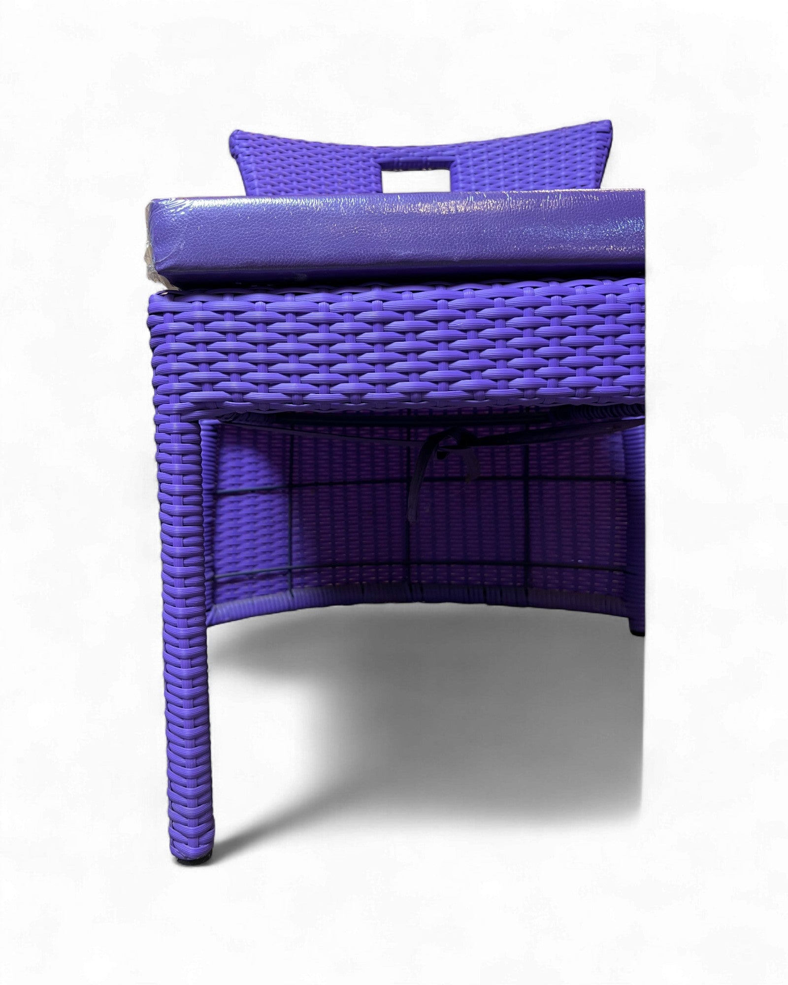 Contemporary Purple Wicker Bistro Set with Glass Top Table (Table + 2 Nested Chairs) Surround Living