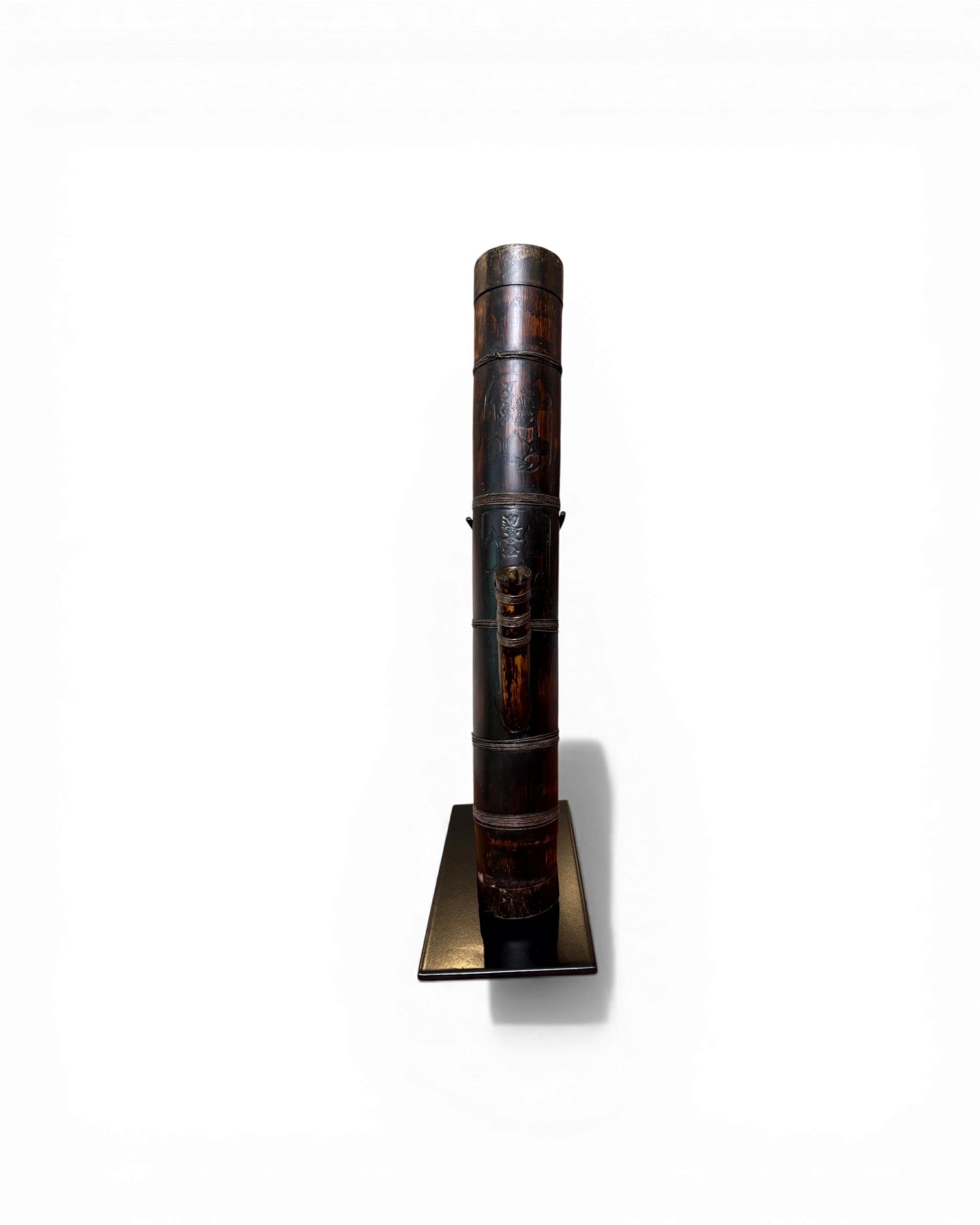 Smoked Bamboo & Dark Patina Opium Pipe Sculpture (Mounted) - Surround Living - 4