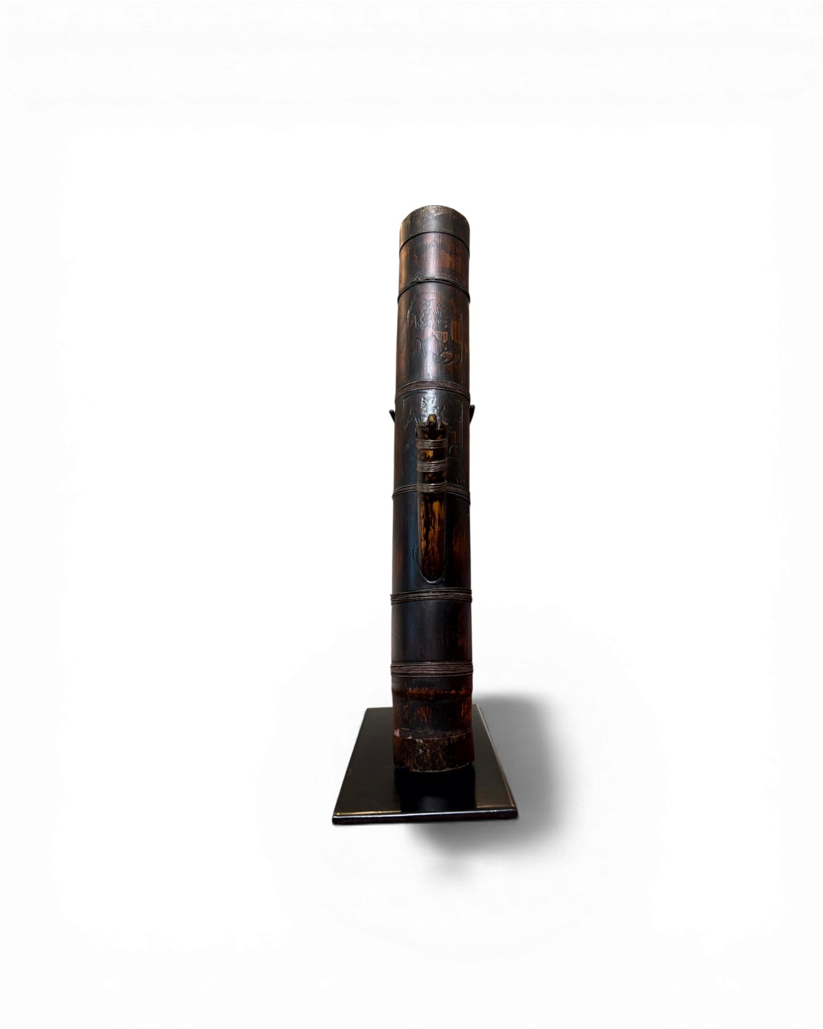 Smoked Bamboo & Dark Patina Opium Pipe Sculpture (Mounted) - Surround Living - 5