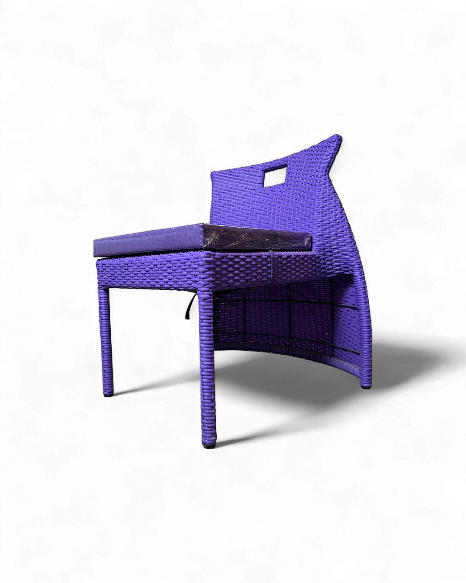 Contemporary Purple Wicker Bistro Set with Glass Top Table (Table + 2 Nested Chairs) Surround Living