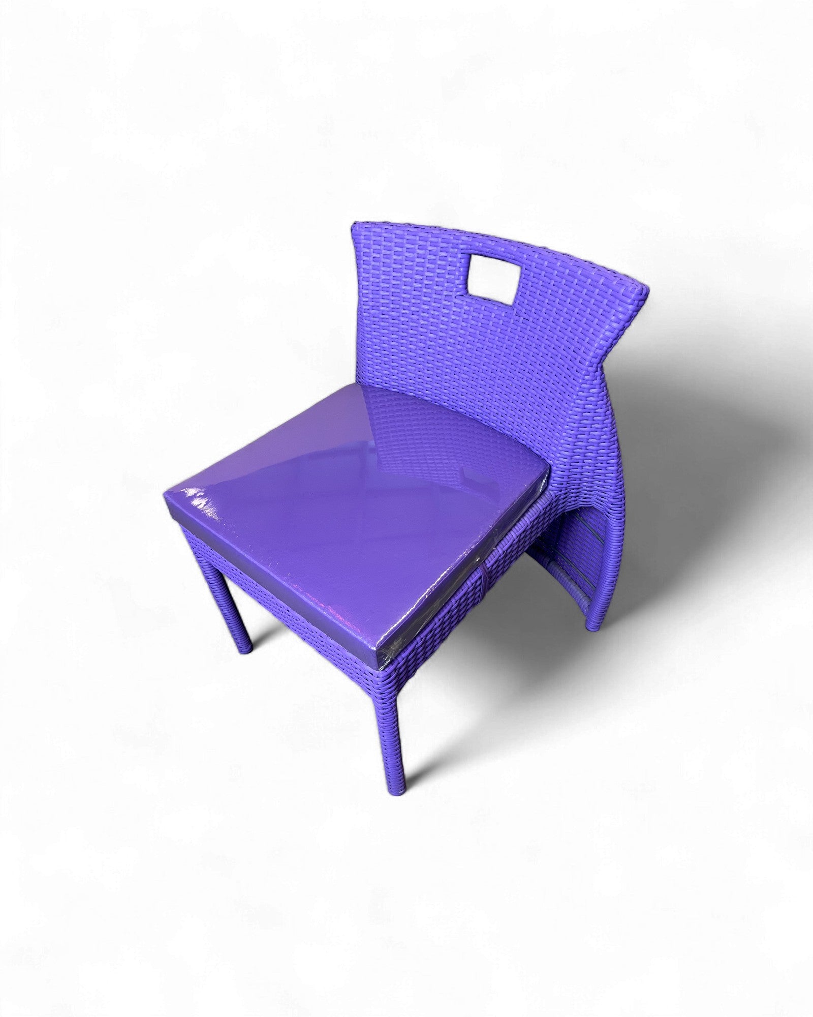 Contemporary Purple Wicker Bistro Set with Glass Top Table (Table + 2 Nested Chairs) Surround Living