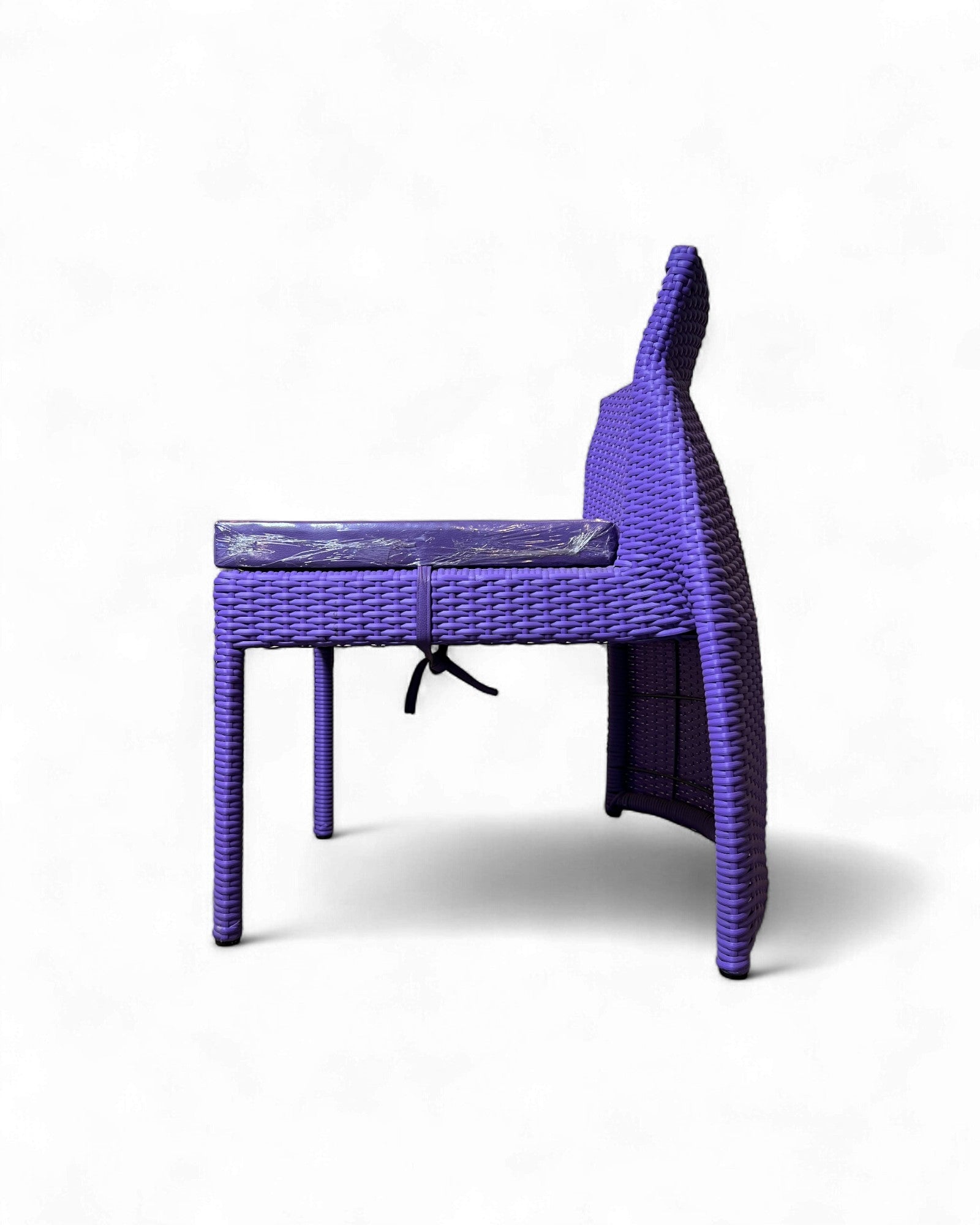 Contemporary Purple Wicker Bistro Set with Glass Top Table (Table + 2 Nested Chairs) Surround Living