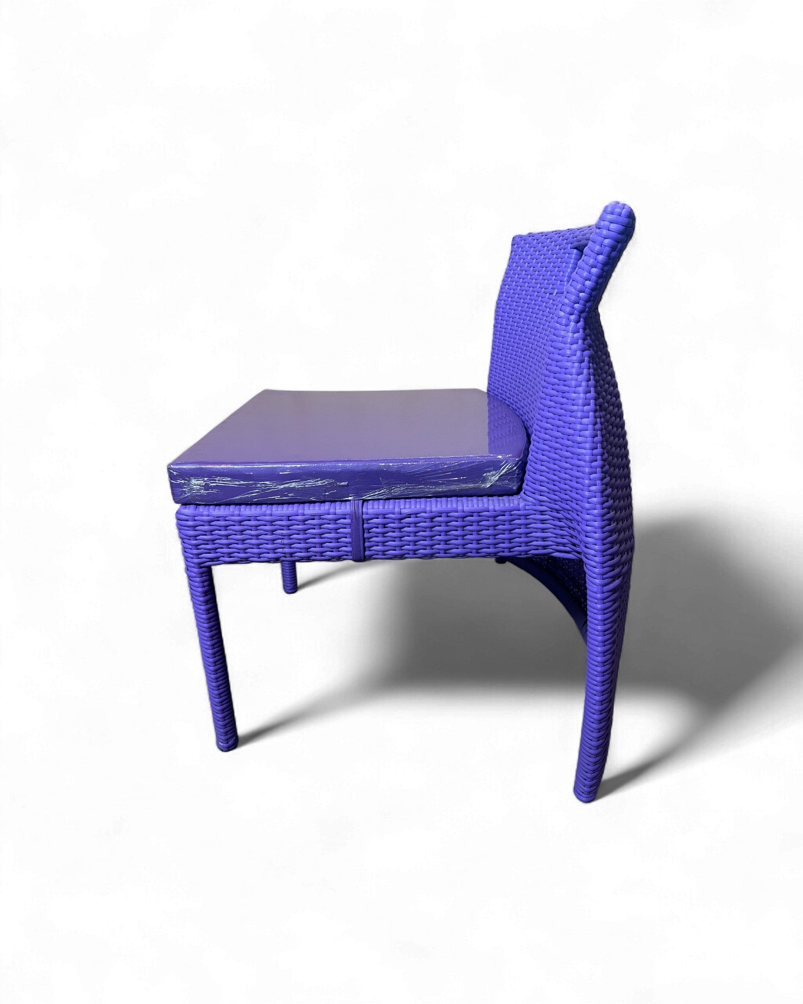 Contemporary Purple Wicker Bistro Set with Glass Top Table (Table + 2 Nested Chairs) Surround Living