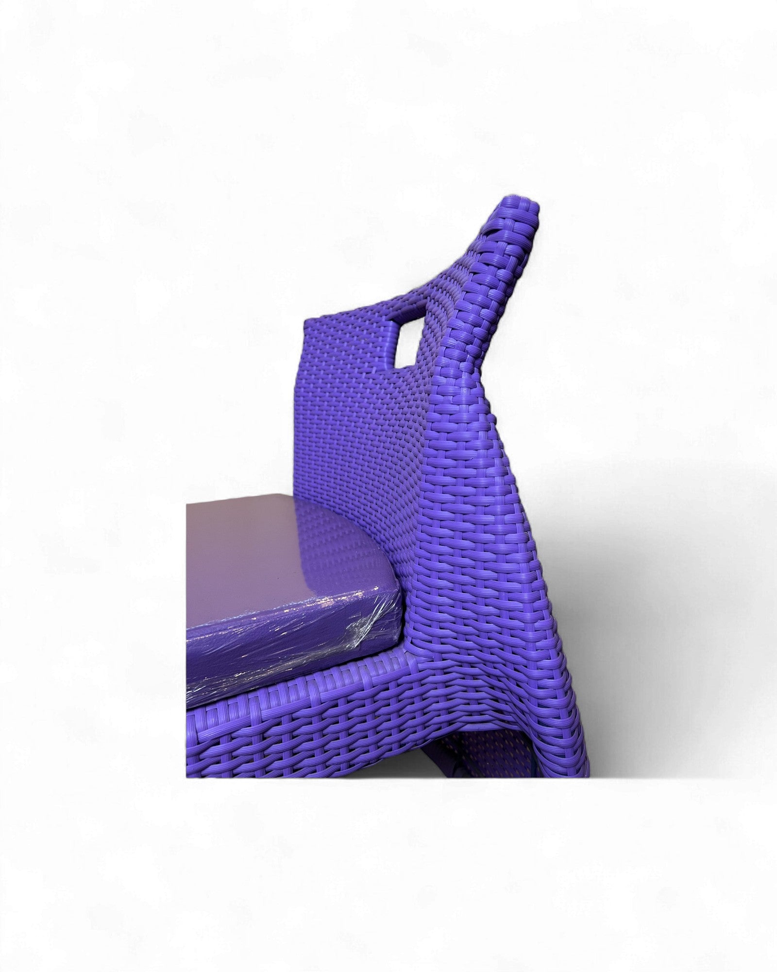 Contemporary Purple Wicker Bistro Set with Glass Top Table (Table + 2 Nested Chairs) Surround Living