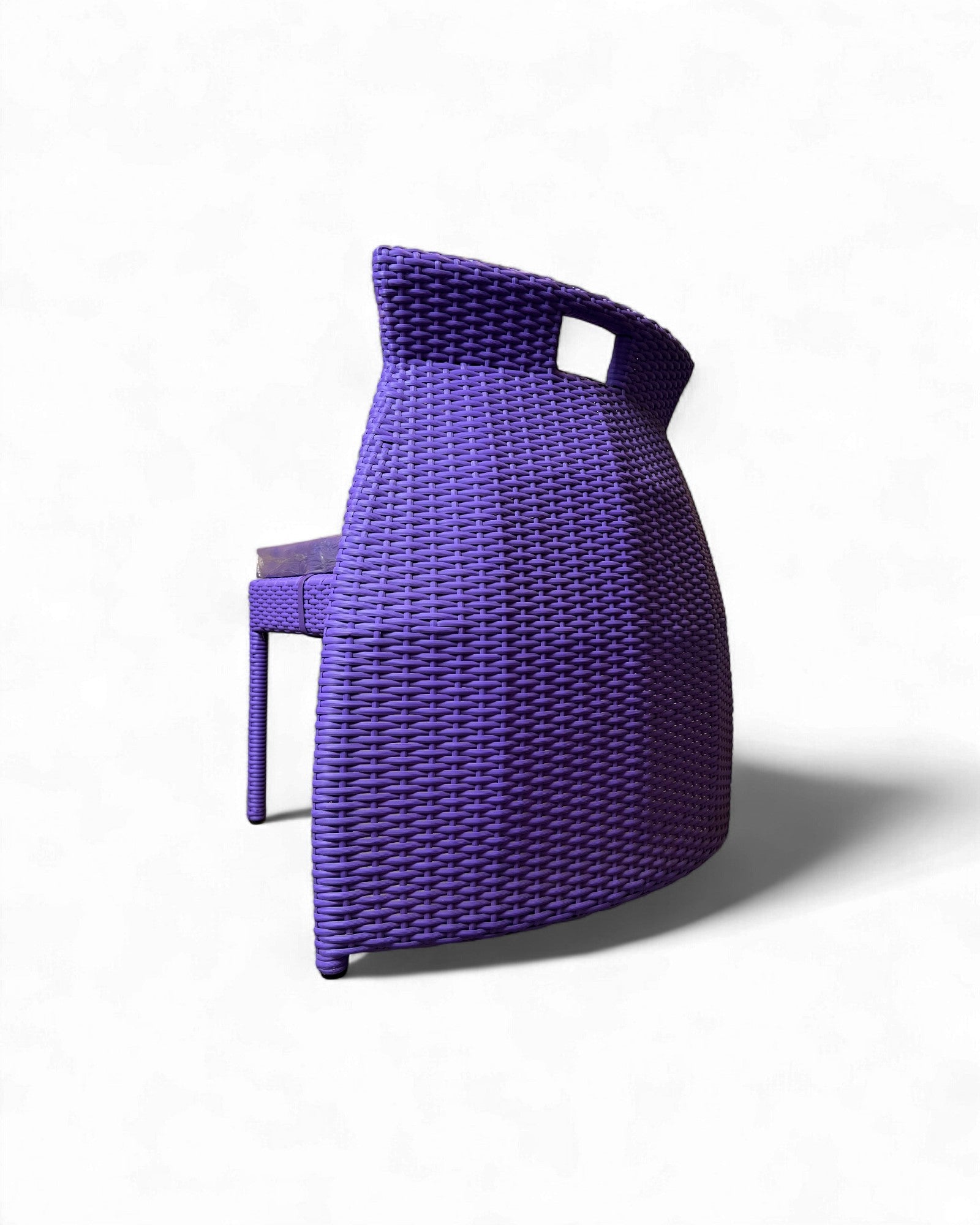 Contemporary Purple Wicker Bistro Set with Glass Top Table (Table + 2 Nested Chairs) Surround Living